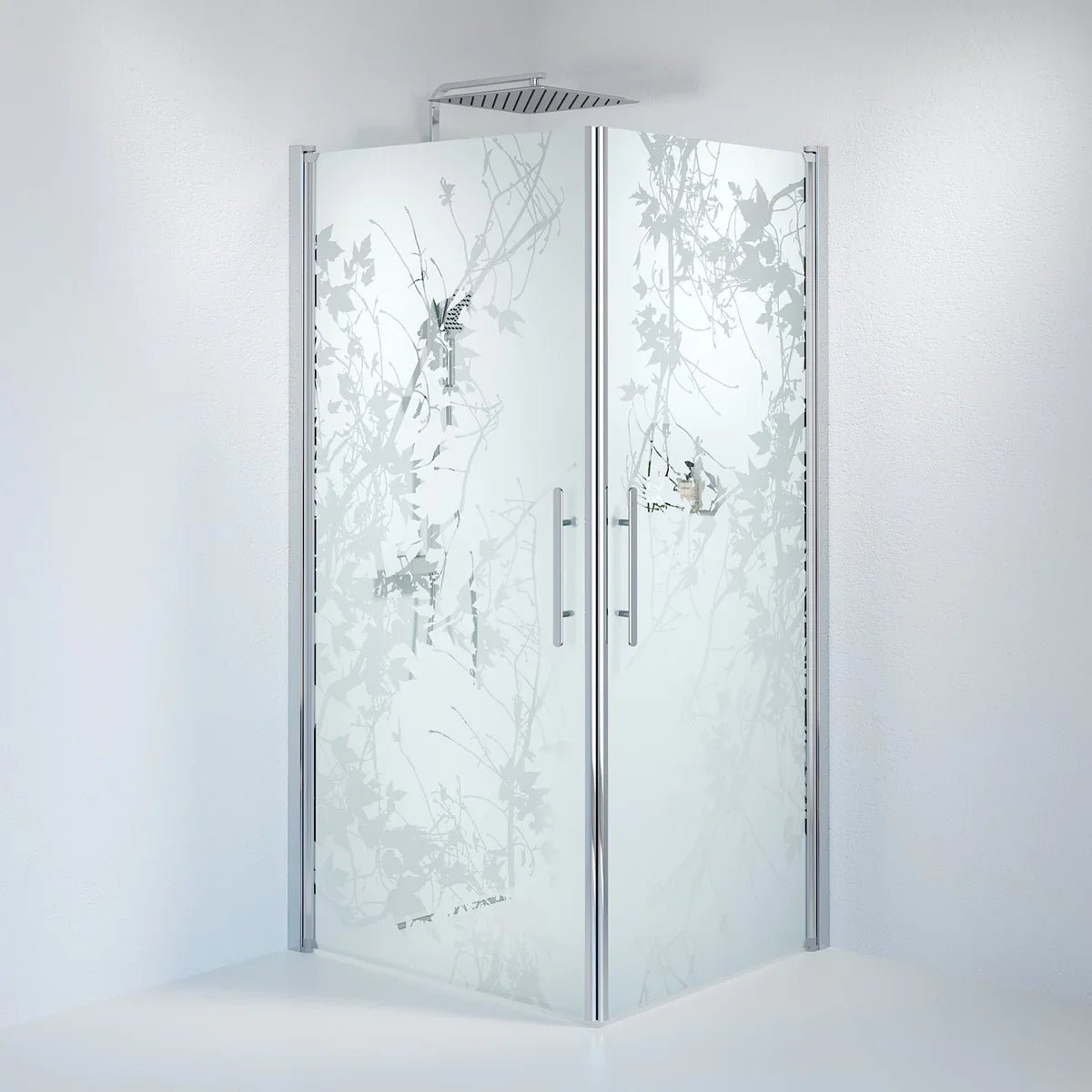Vänern Duschhörn, Rak, Frostat Decor Glas, Krom Profil - Duschhörna - BATH DELUXE - PRESTIGE - 36 - 801 - 60 - 54 - 00 - BATHDELUXE SWEDEN