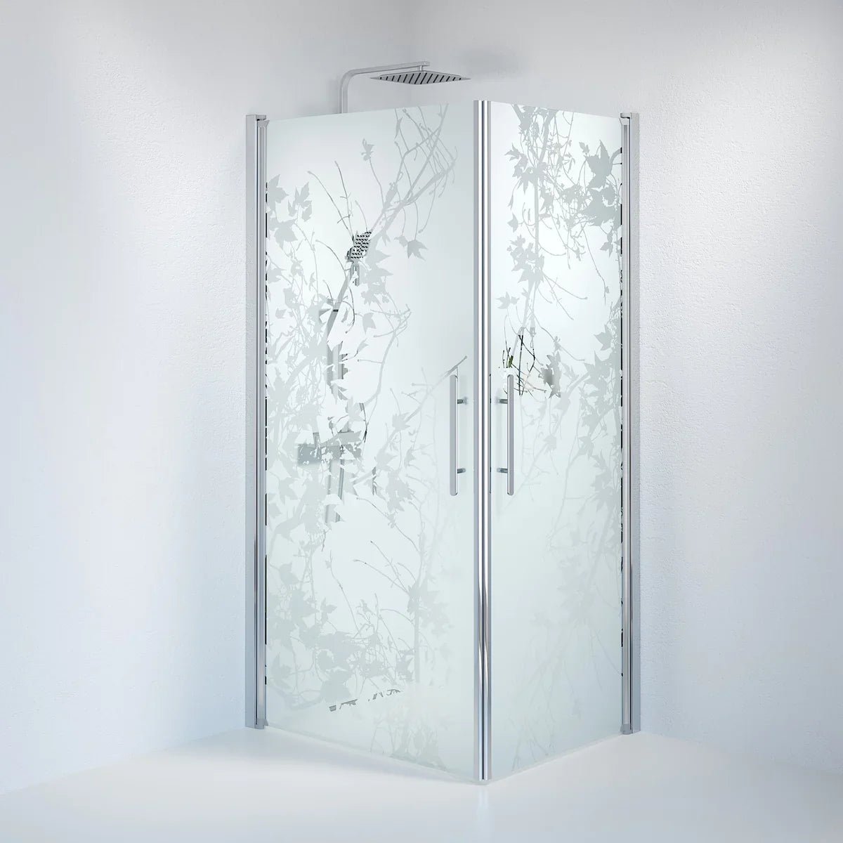 Vänern Duschhörn, Rak, Frostat Decor Glas, Krom Profil - Duschhörna - BATH DELUXE - PRESTIGE - 36 - 801 - 60 - 54 - 00 - BATHDELUXE SWEDEN
