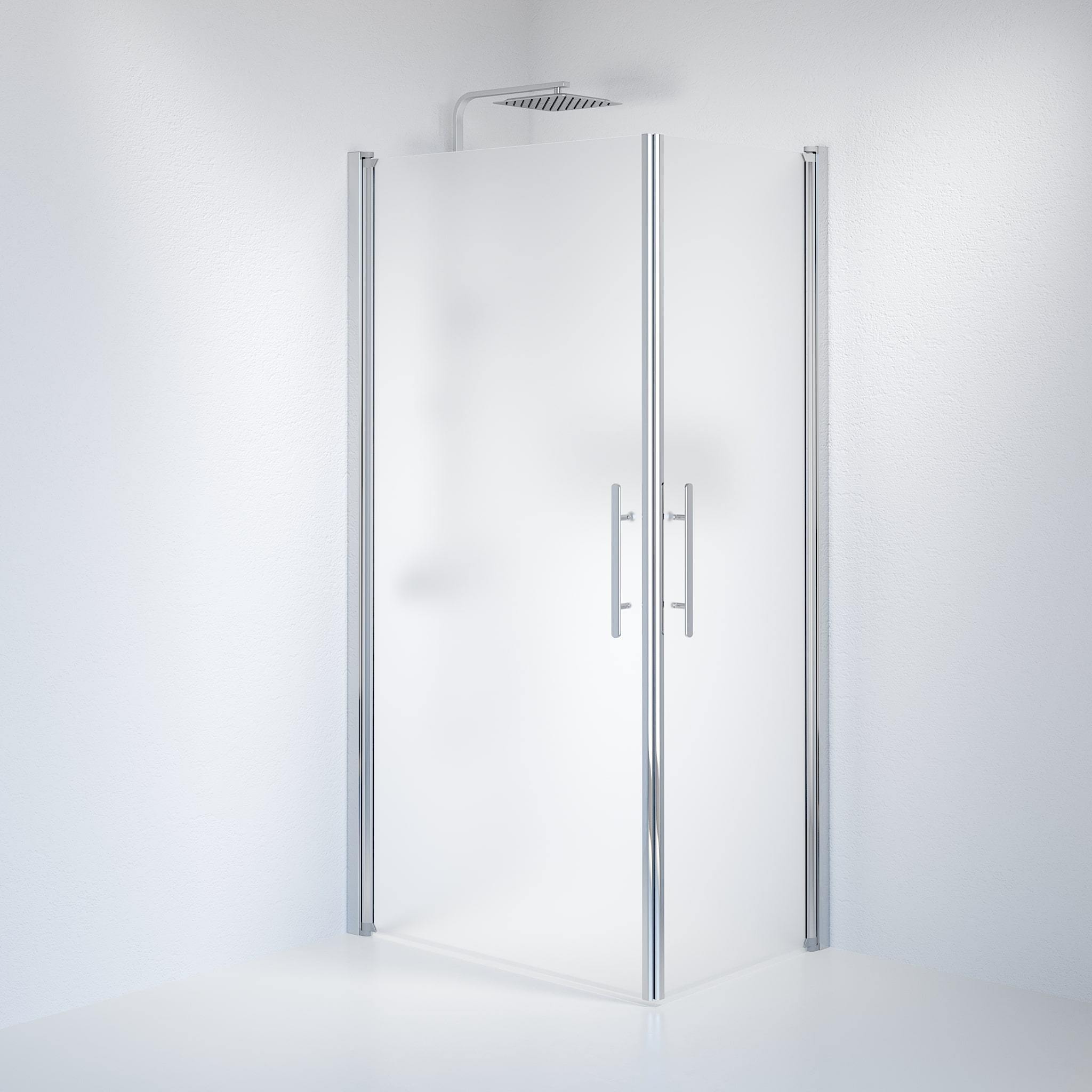 Kvadratisk - Frostad, Duschset - Kvadratisk, Matt/Krom - 80 cm - Duschkabinset - Kod - BATH DELUXE - PRESTIGE - 36-801-60-55-00 - BATHDELUXE SWEDEN