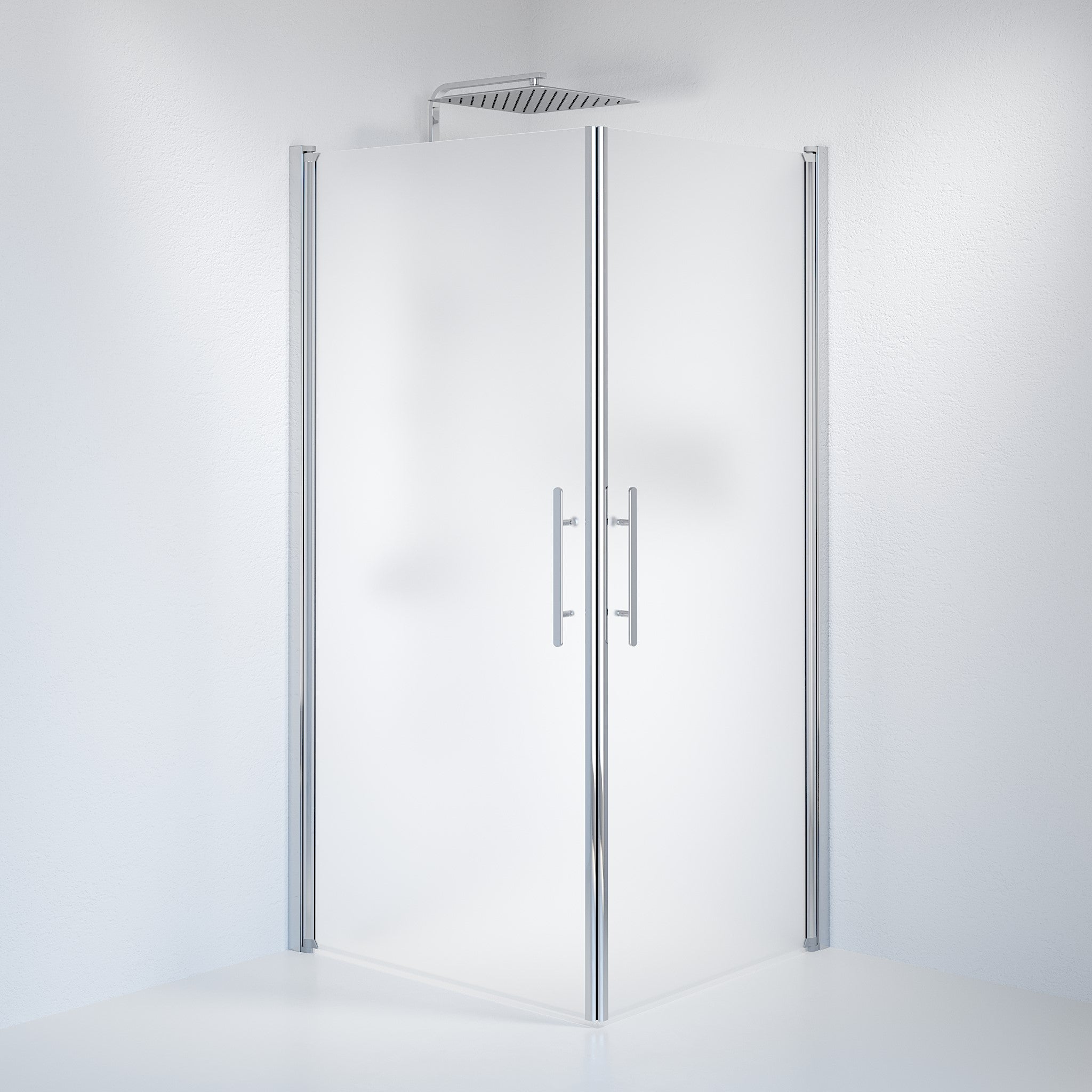 Kvadratisk - Frostad, Duschset - Kvadratisk, Matt/Krom - 80 cm - Duschkabinset - Kod - BATH DELUXE - PRESTIGE - 36-801-60-55-00 - BATHDELUXE SWEDEN