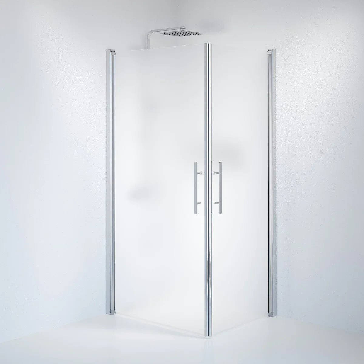 Vänern Duschhörn, Rak, Frostat Glas, Krom Profil - Duschhörna - BATH DELUXE - PRESTIGE - 36 - 801 - 60 - 55 - 00 - BATHDELUXE SWEDEN