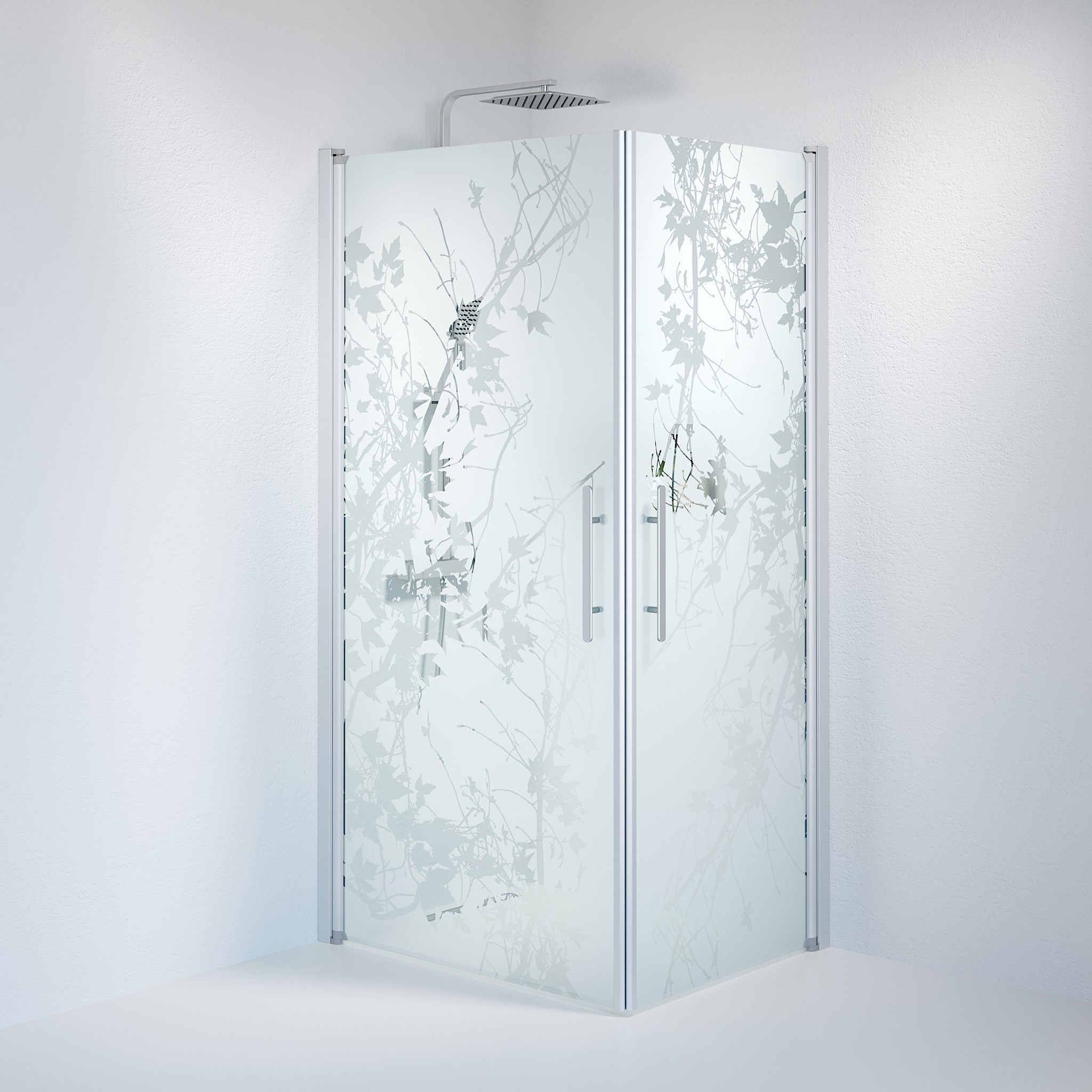 Vänern Duschhörn, Rak, Frostat Decor Glas, Borstad Aluminium Profil - Duschhörna - BATH DELUXE - PRESTIGE - 36 - 801 - 67 - 54 - 00 - BATHDELUXE SWEDEN