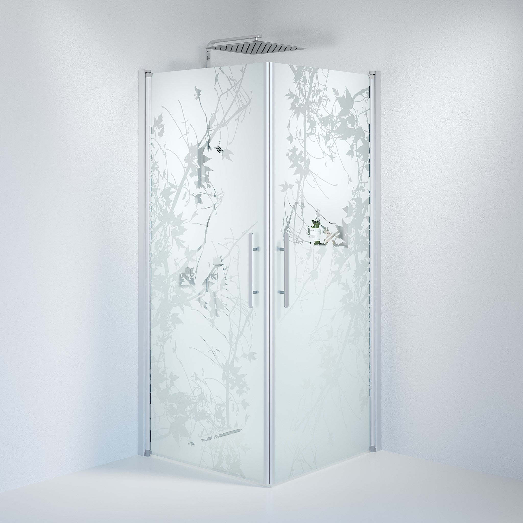 Vänern Duschhörn, Rak, Frostat Decor Glas, Borstad Aluminium Profil - Duschhörna - BATH DELUXE - PRESTIGE - 36 - 801 - 67 - 54 - 00 - BATHDELUXE SWEDEN