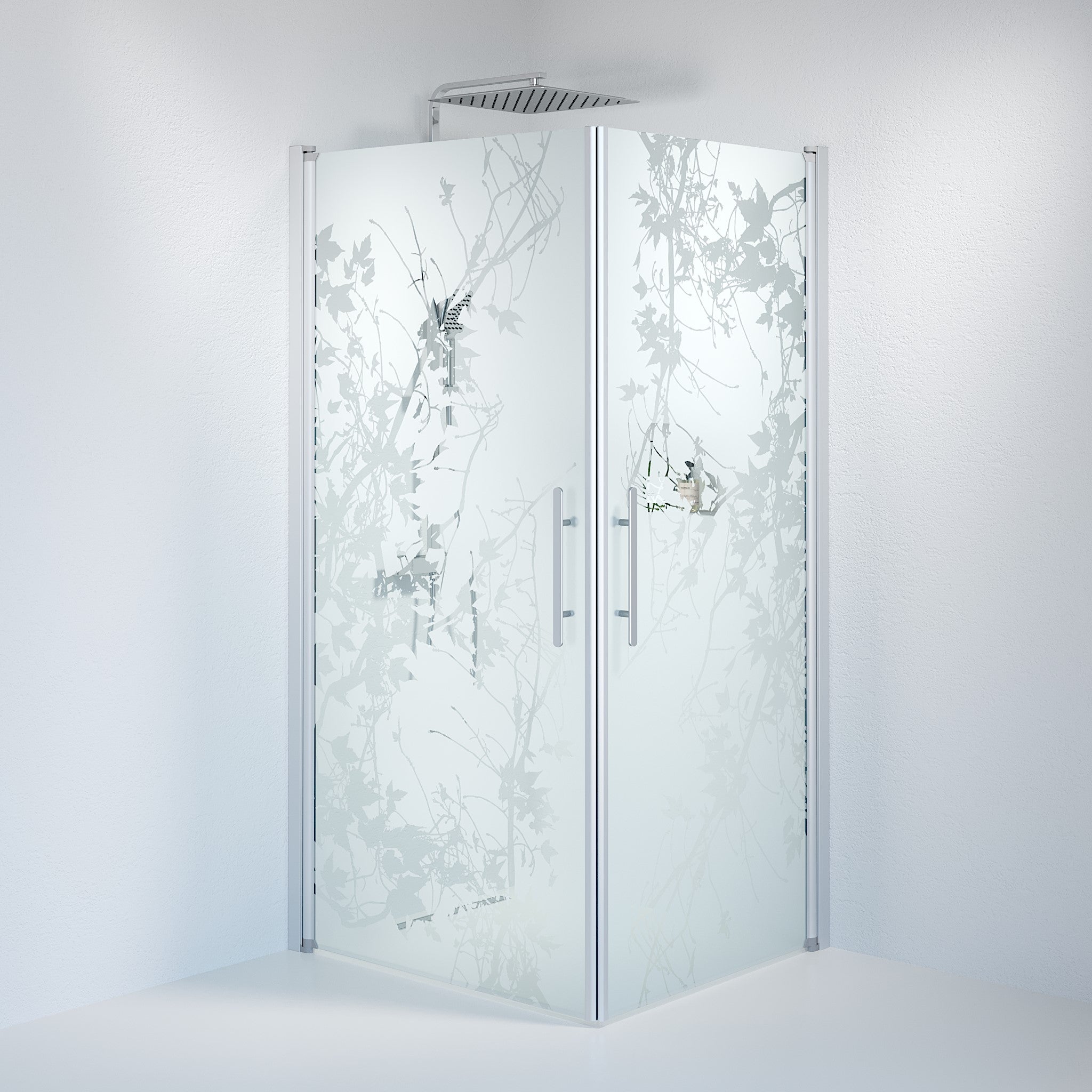 Vänern Duschhörn, Rak, Frostat Decor Glas, Borstad Aluminium Profil - Duschhörna - BATH DELUXE - PRESTIGE - 36 - 801 - 67 - 54 - 00 - BATHDELUXE SWEDEN