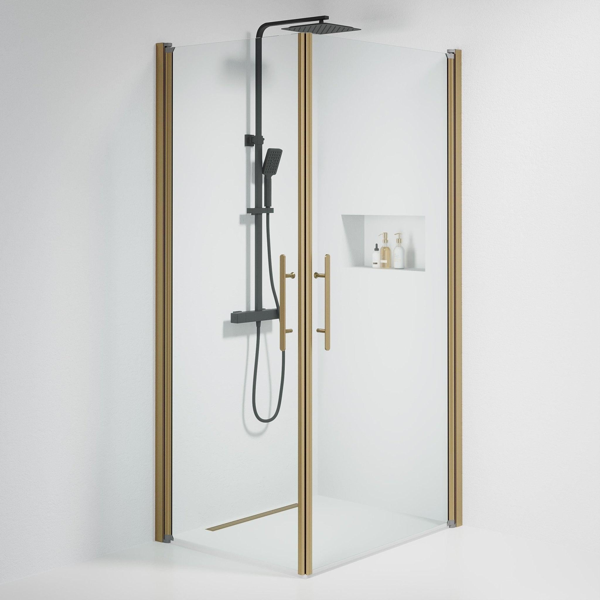 Kvadratisk - Klar, Duschset - Kvadratisk, Klar/Brons - 80 cm - Duschkabinset - Kod - BATH DELUXE - PRESTIGE - 36-801-70-50-00 - BATHDELUXE SWEDEN