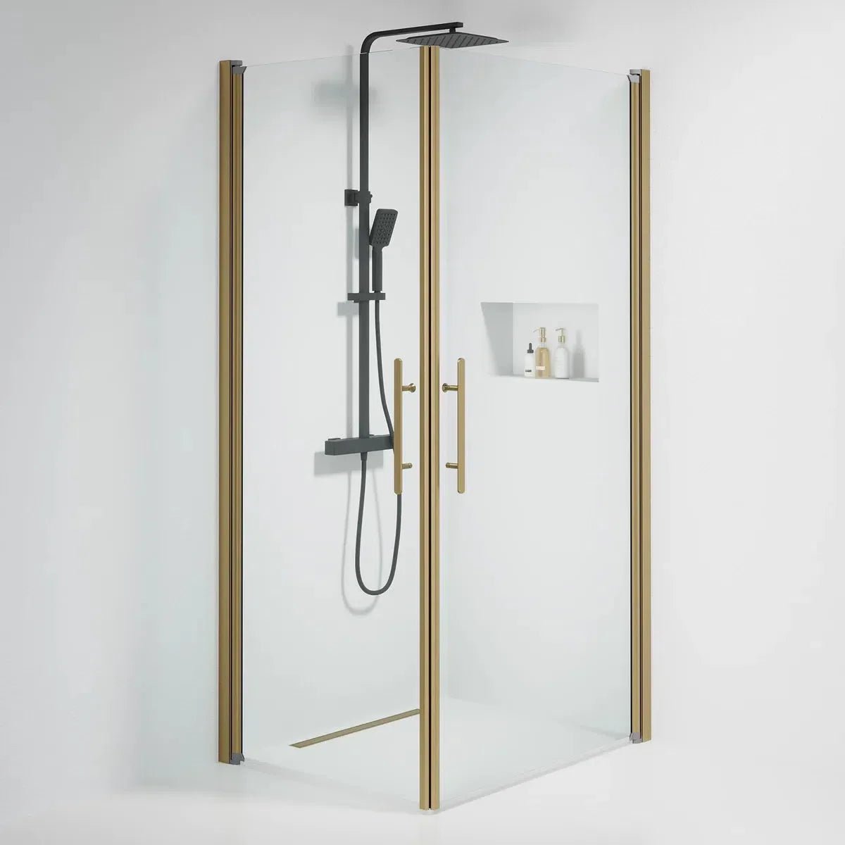 Vänern Duschhörn, Rak, Klarglas, Brons Profil - Duschhörna - BATH DELUXE - PRESTIGE - 36 - 801 - 70 - 50 - 00 - BATHDELUXE SWEDEN