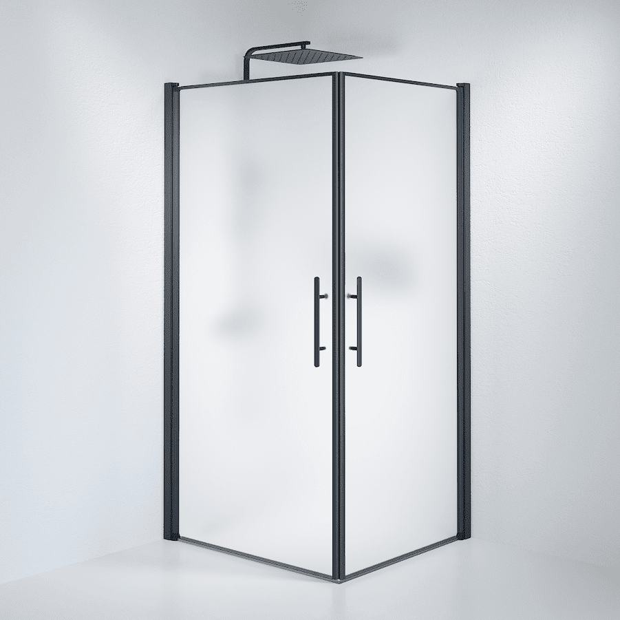 Kvadratisk - Frostad, Duschset - Kvadratisk, Matt/Svart - 80 cm - Duschkabinset - Kod - BATH DELUXE - PRESTIGE - 36-808-02-55-00 - BATHDELUXE SWEDEN