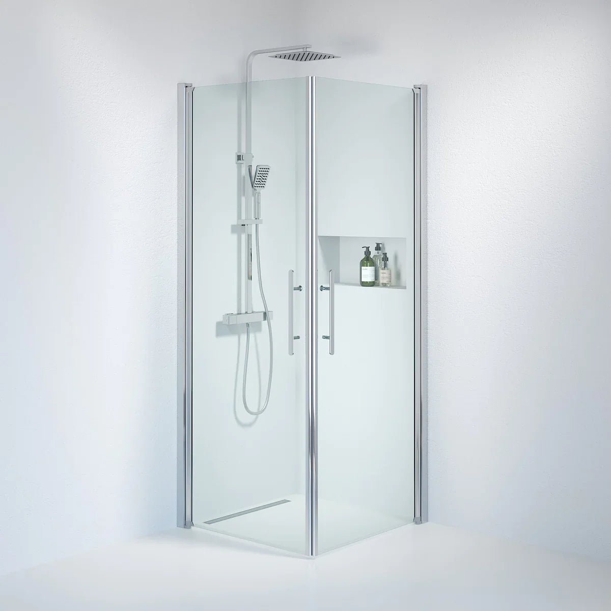 Vänern Duschhörn, Rak, Klarglas, Krom Profil - Duschhörna - BATH DELUXE - PRESTIGE - 36 - 808 - 60 - 50 - 00 - BATHDELUXE SWEDEN