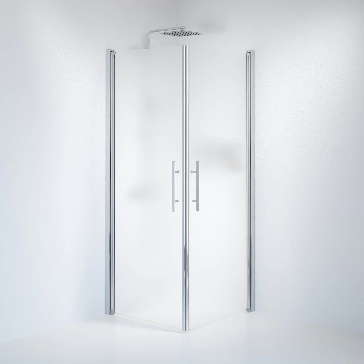 Vänern Duschhörn, Rak, Frostat Glas, Krom Profil - Duschhörna - BATH DELUXE - PRESTIGE - 36 - 808 - 60 - 55 - 00 - BATHDELUXE SWEDEN