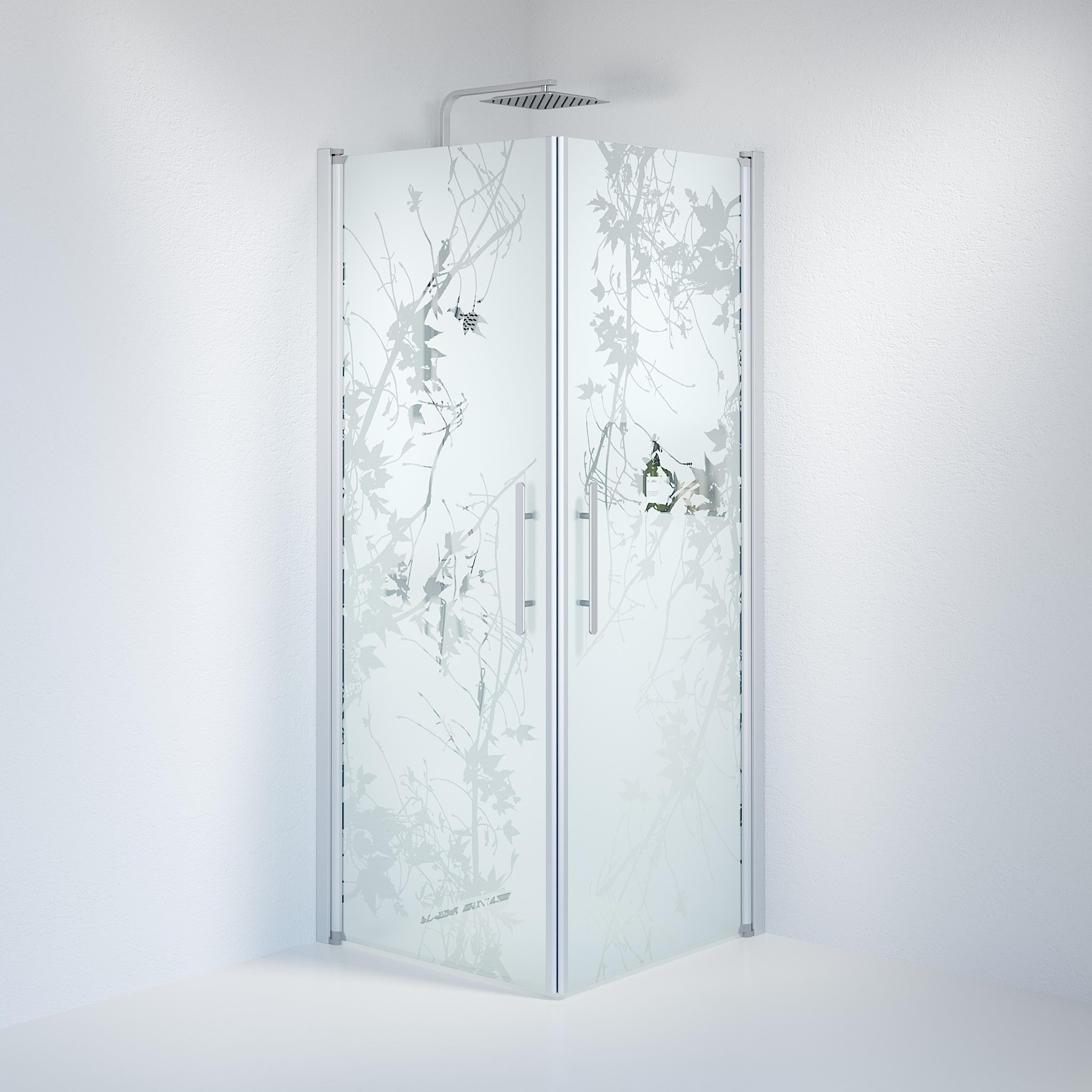 Vänern Duschhörn, Rak, Frostat Decor Glas, Borstad Aluminium Profil - Duschhörna - BATH DELUXE - PRESTIGE - 36 - 808 - 67 - 54 - 00 - BATHDELUXE SWEDEN