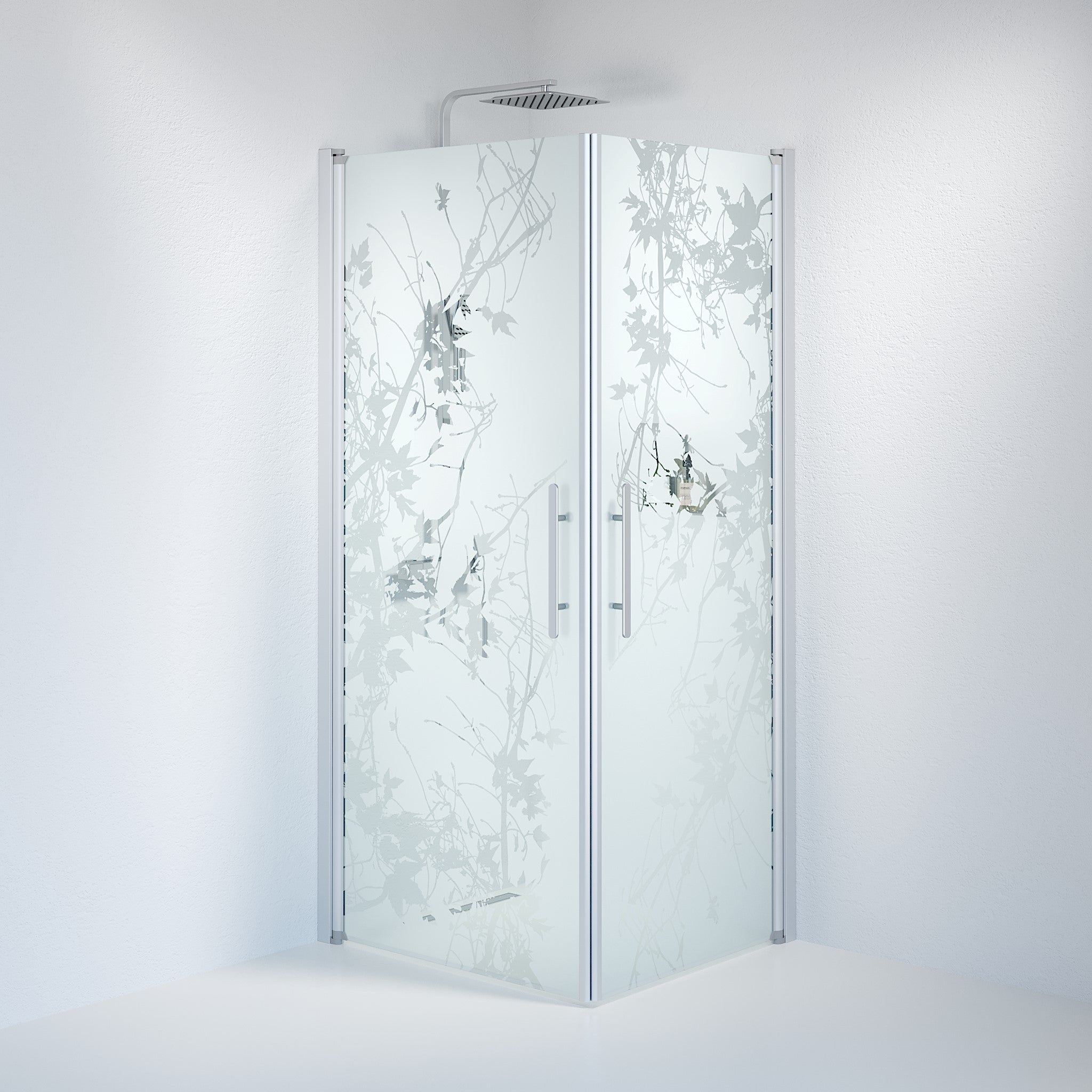 Vänern Duschhörn, Rak, Frostat Decor Glas, Borstad Aluminium Profil - Duschhörna - BATH DELUXE - PRESTIGE - 36 - 808 - 67 - 54 - 00 - BATHDELUXE SWEDEN