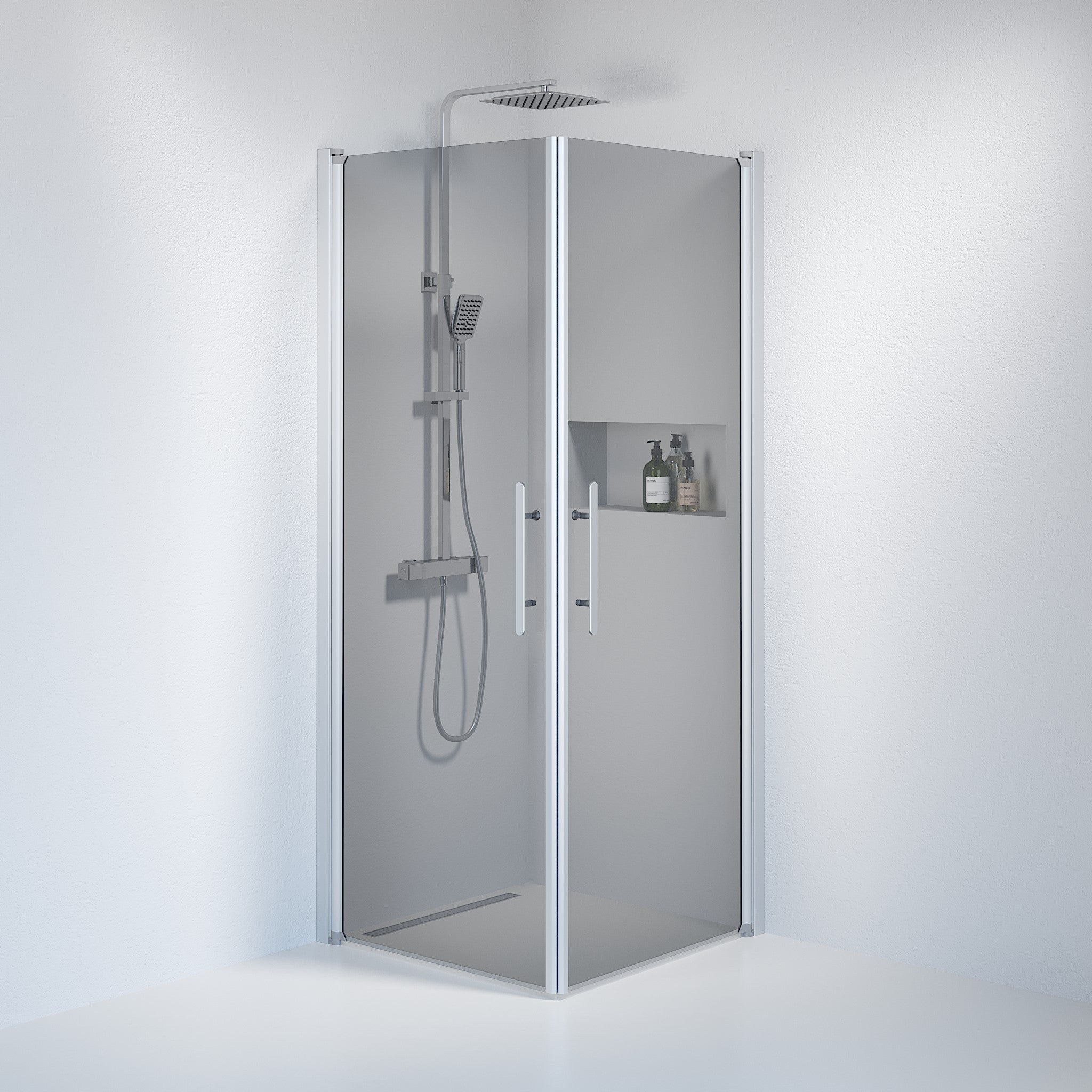 Kvadratisk - Rökt, Duschset - Kvadratisk, Rökt/Satin - 80 cm - Duschkabinset - Kod - BATH DELUXE - PRESTIGE - 36-808-67-56-00 - BATHDELUXE SWEDEN