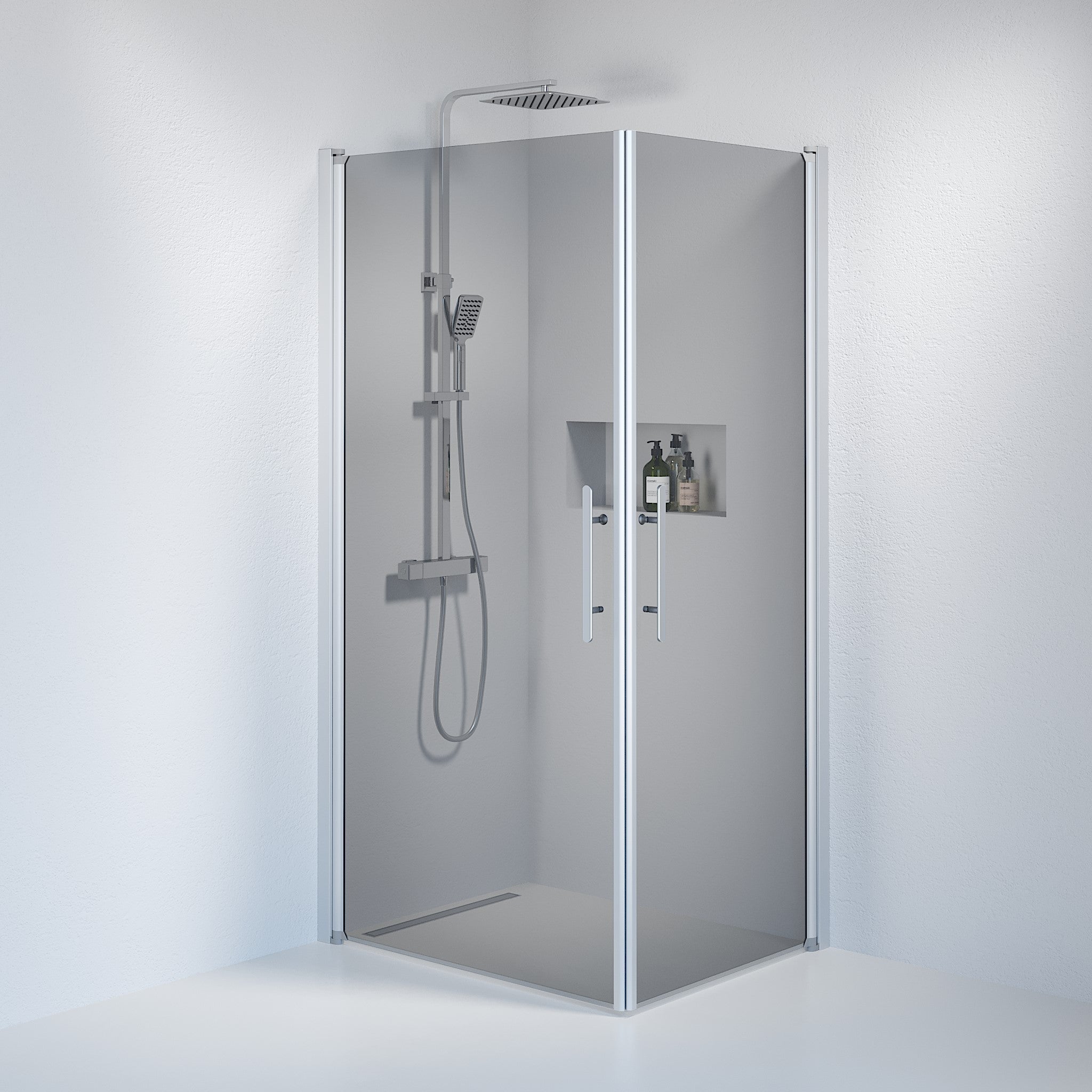 Kvadratisk - Rökt, Duschset - Kvadratisk, Rökt/Satin - 80 cm - Duschkabinset - Kod - BATH DELUXE - PRESTIGE - 36-808-67-56-00 - BATHDELUXE SWEDEN