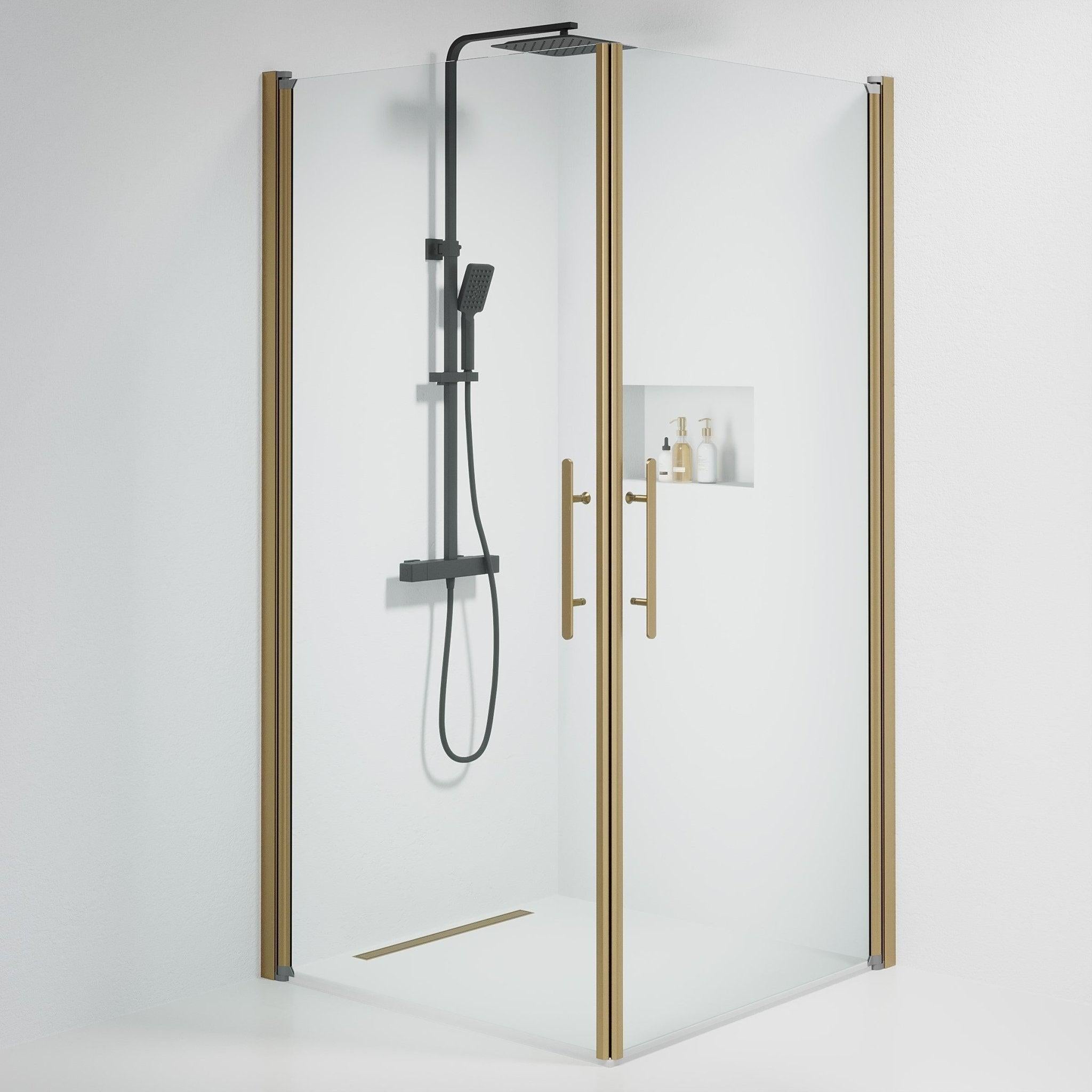 Kvadratisk - Klar, Duschset - Kvadratisk, Klar/Brons - 80 cm - Duschkabinset - Kod - BATH DELUXE - PRESTIGE - 36-808-70-50-00 - BATHDELUXE SWEDEN