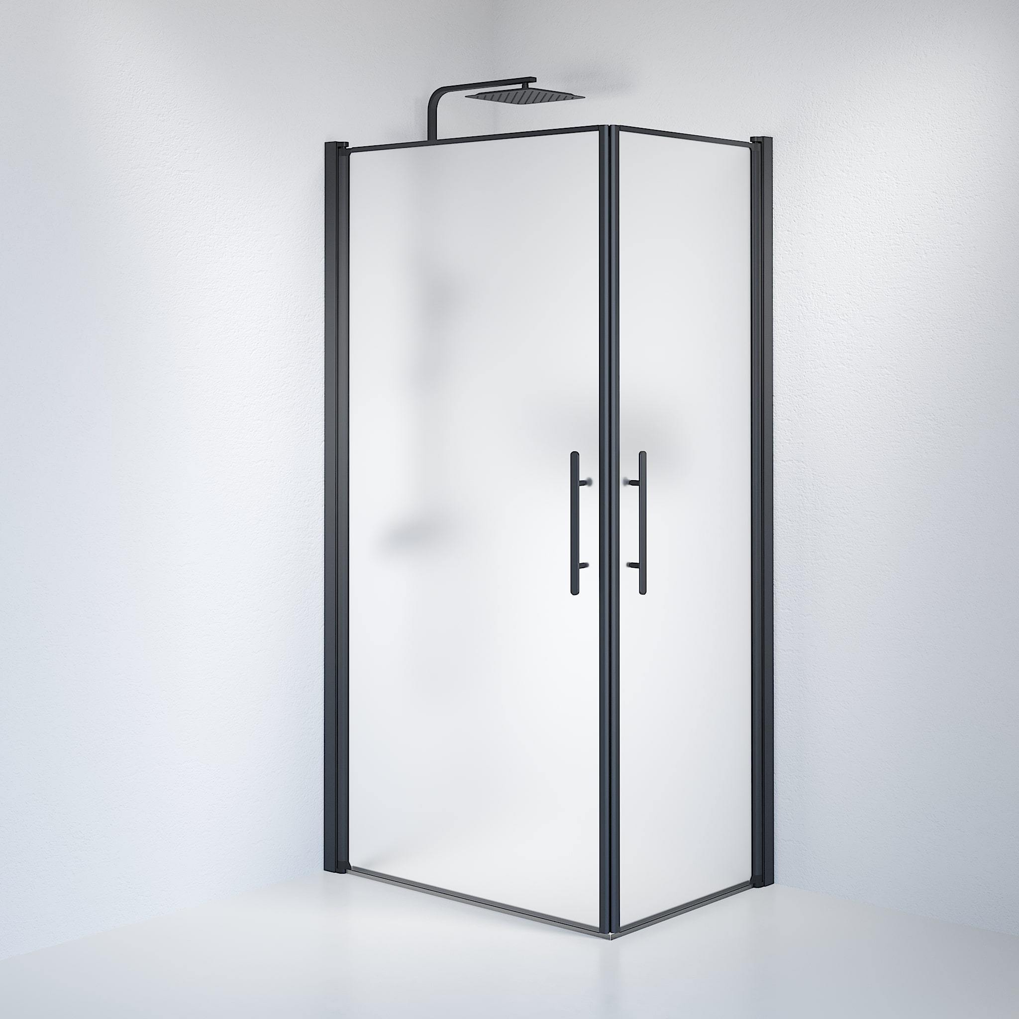 Kvadratisk - Frostad, Duschset - Kvadratisk, Matt/Svart - 80 cm - Duschkabinset - Kod - BATH DELUXE - PRESTIGE - 36-809-02-55-00 - BATHDELUXE SWEDEN