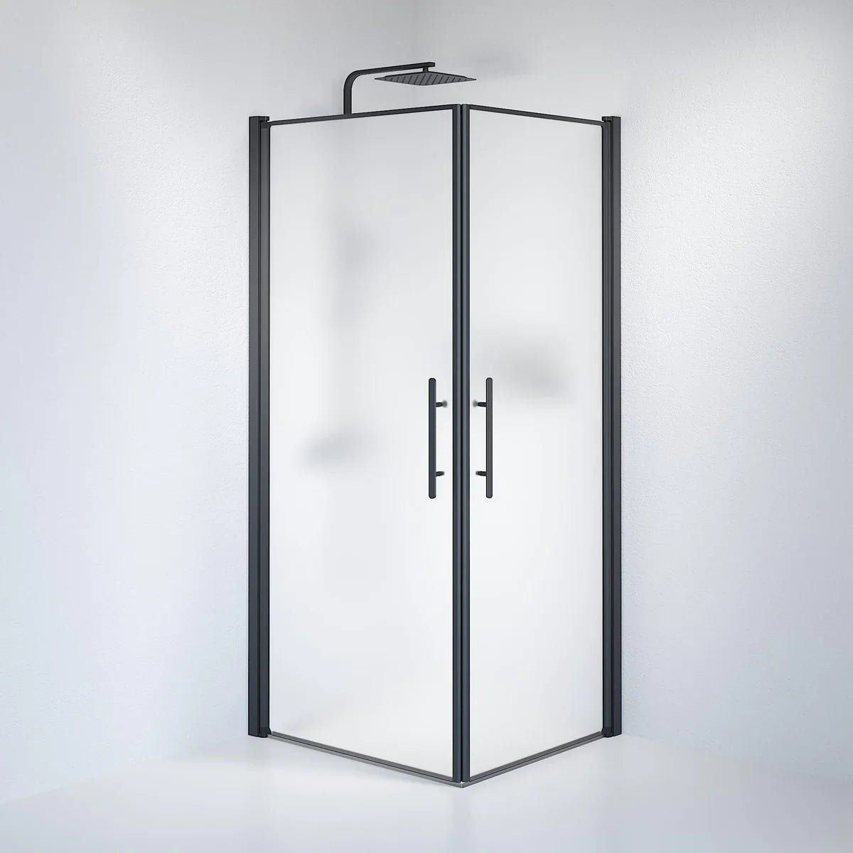 Vänern Duschhörn, Rak, Frostat Glas, Svart Profil - Duschhörna - BATH DELUXE - PRESTIGE - 36 - 809 - 02 - 55 - 00 - BATHDELUXE SWEDEN