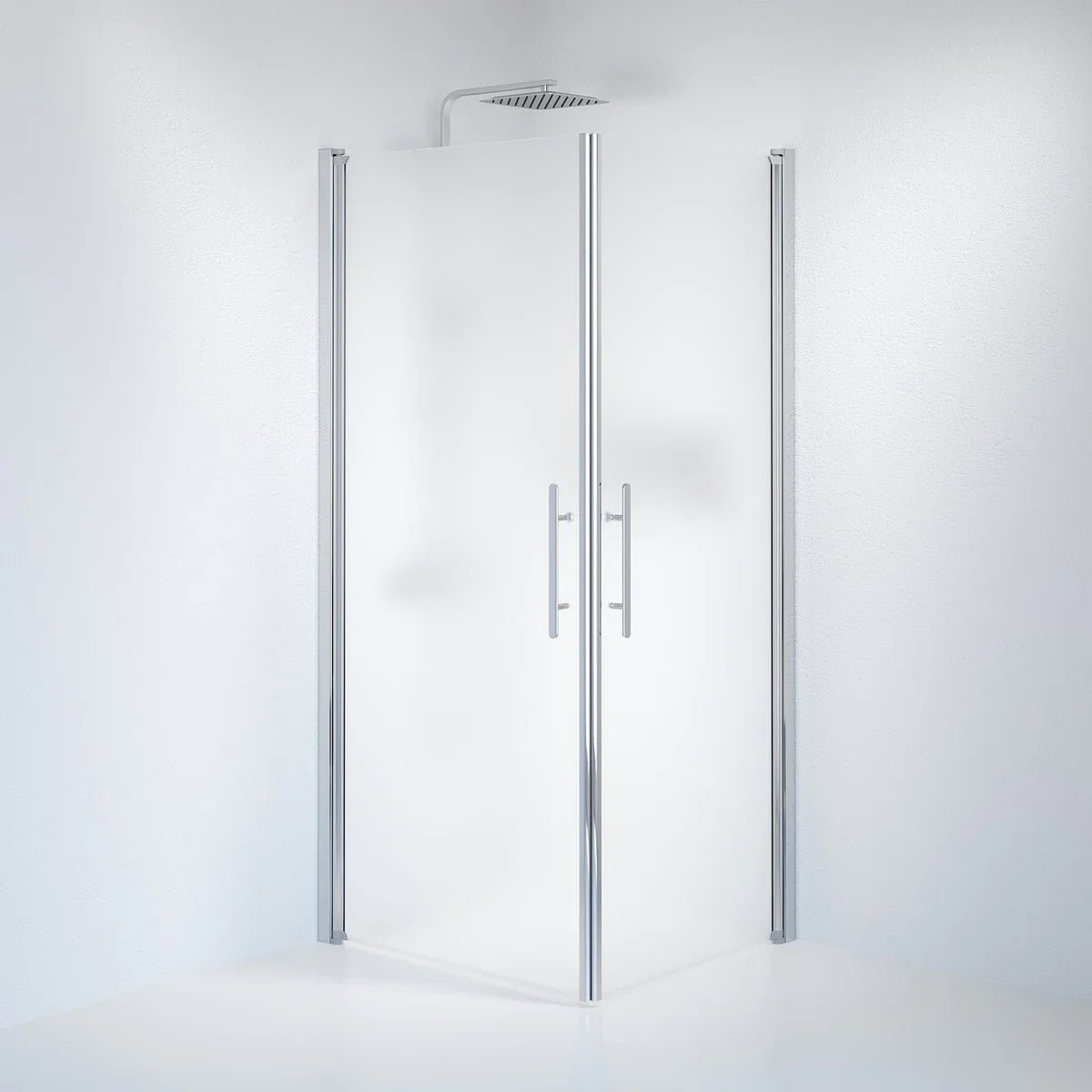 Vänern Duschhörn, Rak, Frostat Glas, Krom Profil - Duschhörna - BATH DELUXE - PRESTIGE - 36 - 809 - 60 - 55 - 00 - BATHDELUXE SWEDEN
