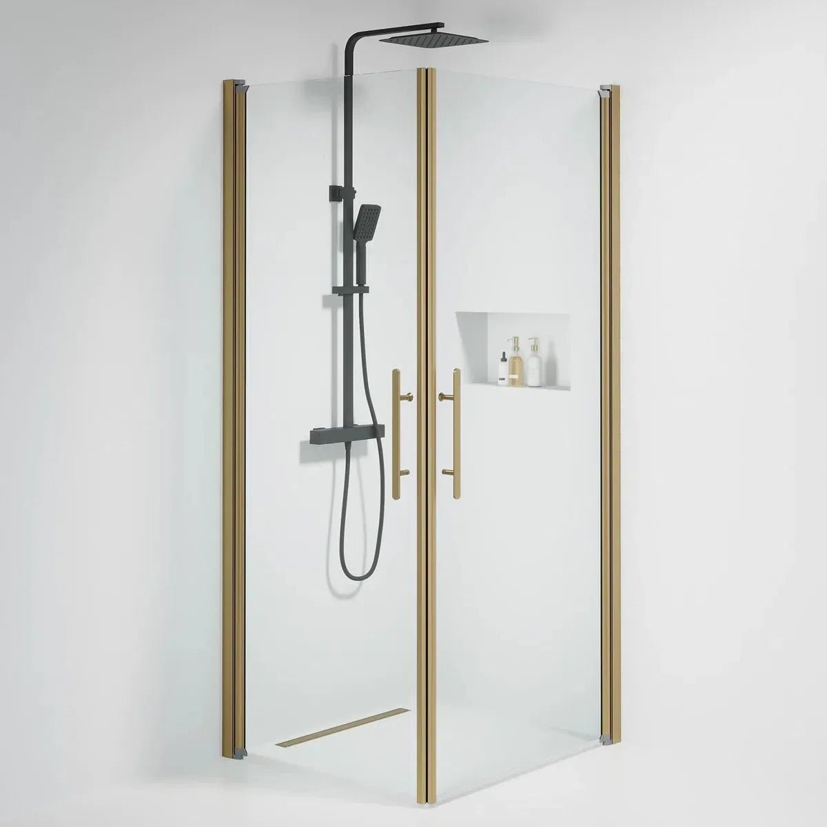 Vänern Duschhörn, Rak, Klarglas, Brons Profil - Duschhörna - BATH DELUXE - PRESTIGE - 36 - 809 - 70 - 50 - 00 - BATHDELUXE SWEDEN