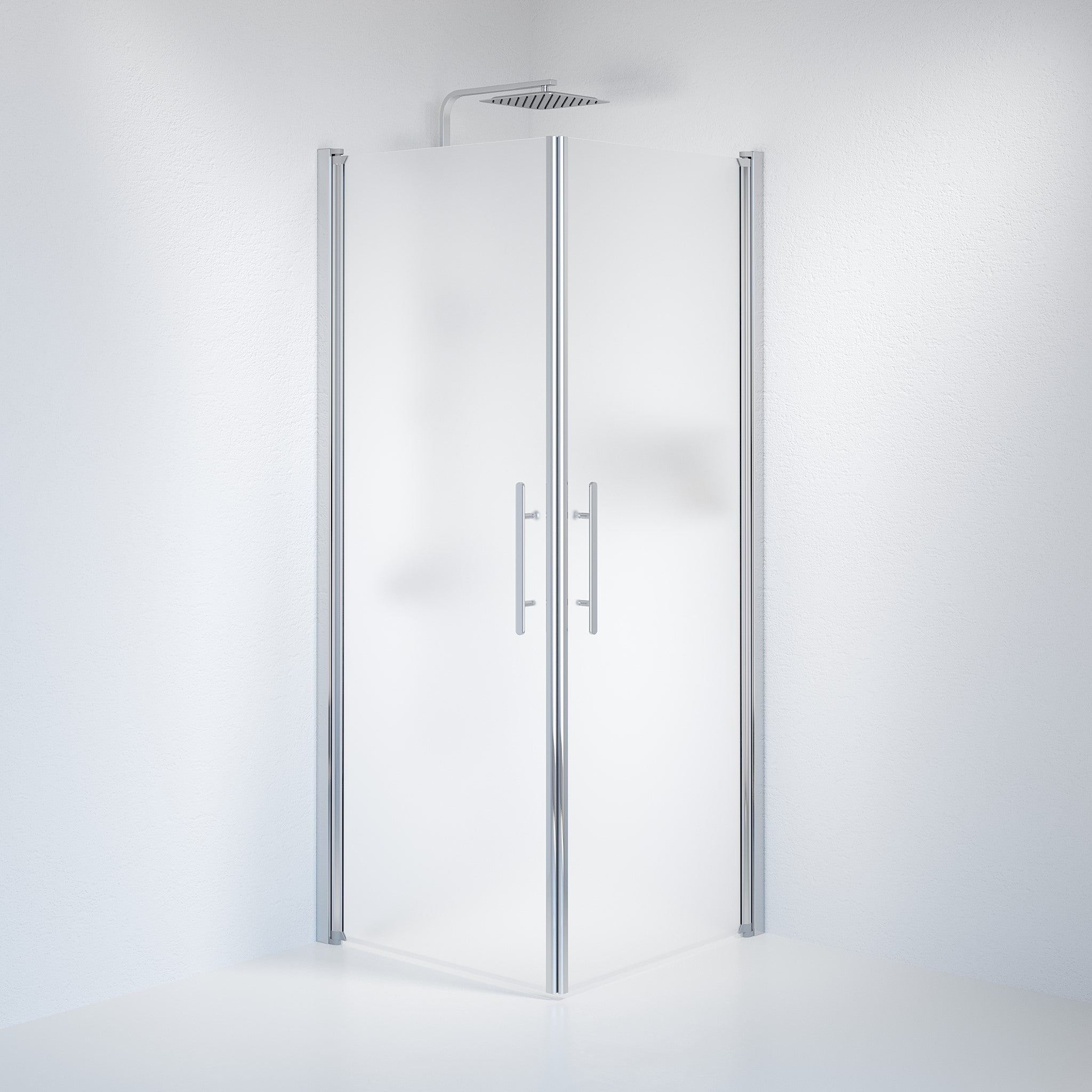 Kvadratisk - Frostad, Duschset - Kvadratisk, Matt/Krom - 90 cm - Duschkabinset - Kod - BATH DELUXE - PRESTIGE - 36-901-60-55-00 - BATHDELUXE SWEDEN