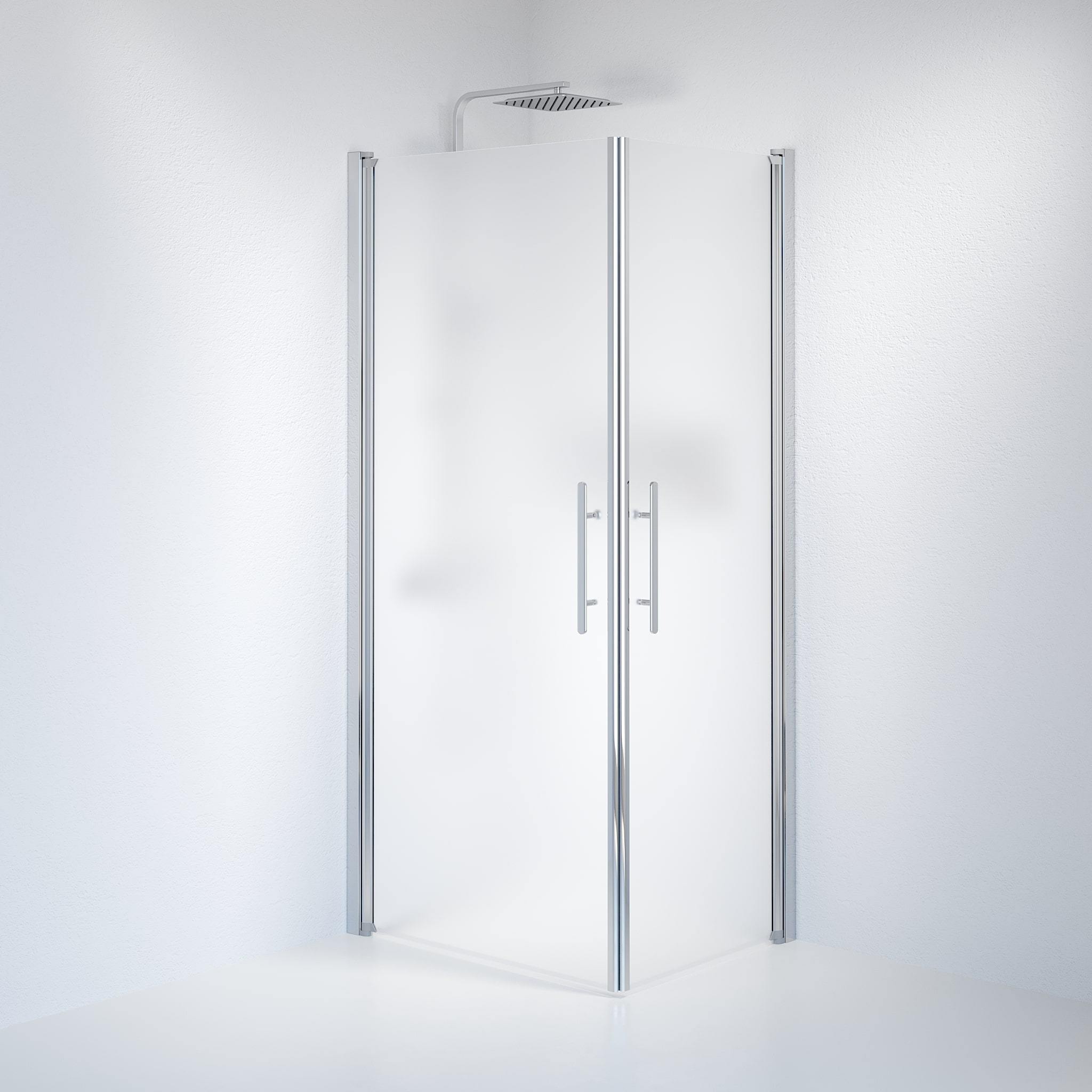 Kvadratisk - Frostad, Duschset - Kvadratisk, Matt/Krom - 90 cm - Duschkabinset - Kod - BATH DELUXE - PRESTIGE - 36-901-60-55-00 - BATHDELUXE SWEDEN