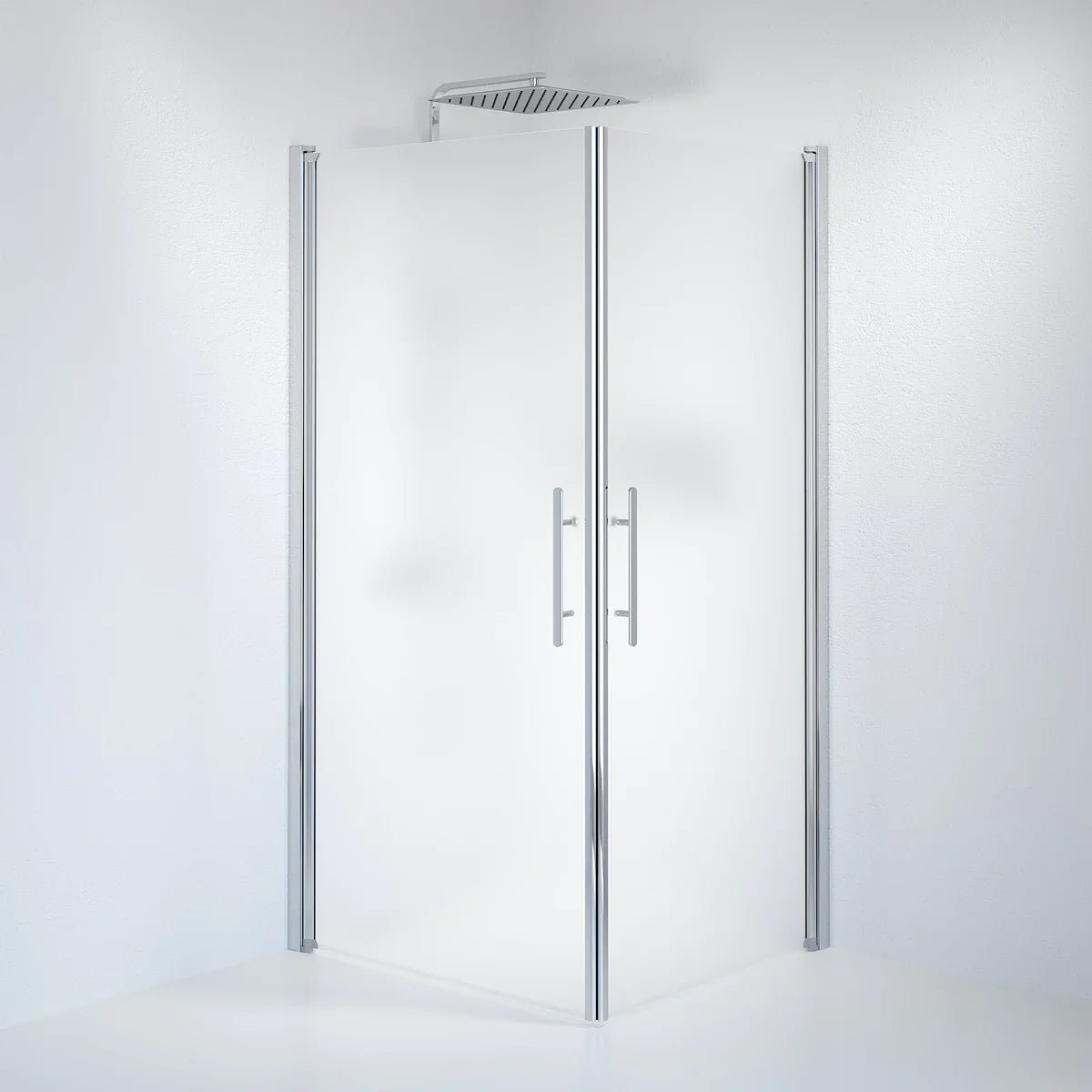 Vänern Duschhörn, Rak, Frostat Glas, Krom Profil - Duschhörna - BATH DELUXE - PRESTIGE - 36 - 901 - 60 - 55 - 00 - BATHDELUXE SWEDEN