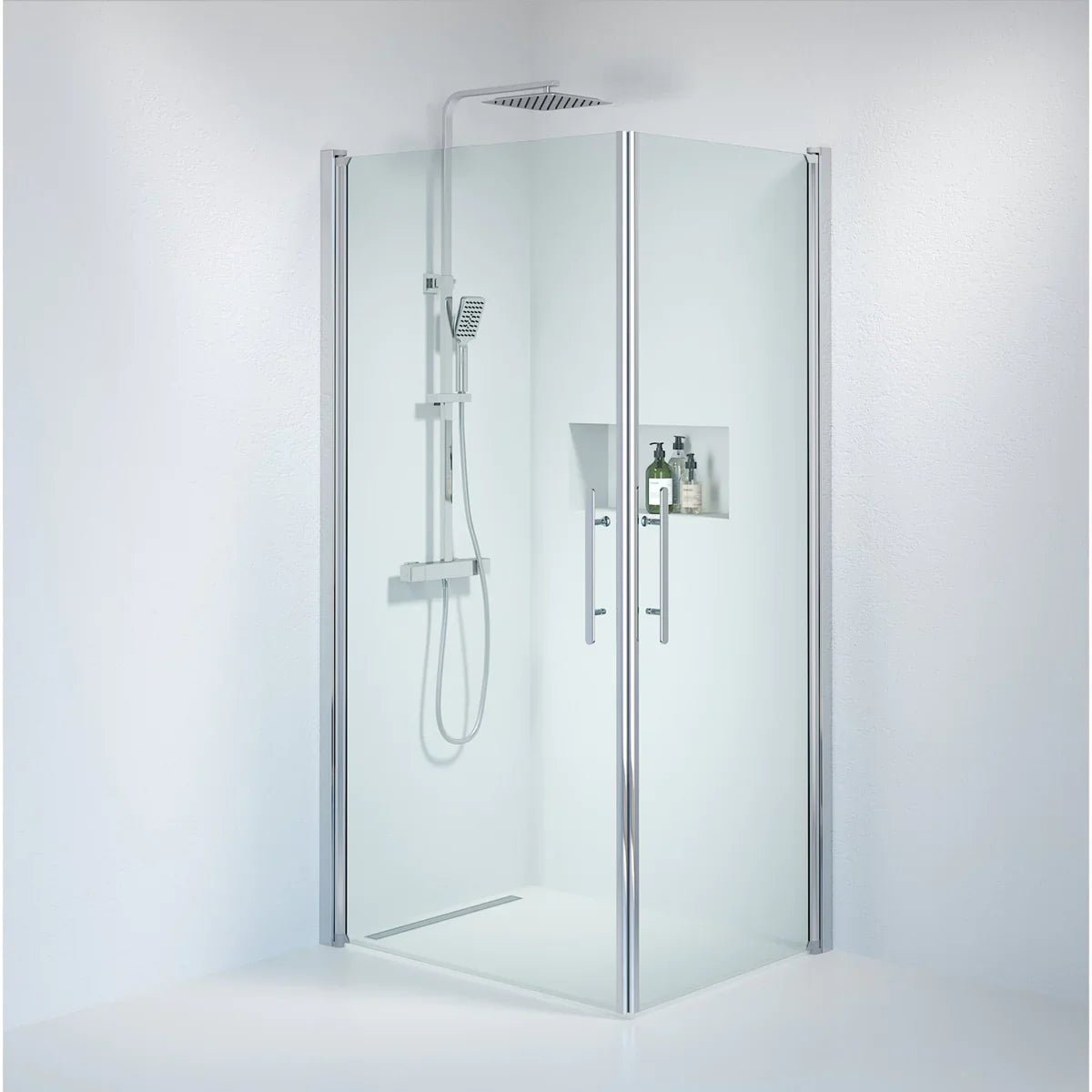 Vänern Duschhörn, Rak, Klarglas, Krom Profil - Duschhörna - BATH DELUXE - PRESTIGE - 36 - 909 - 60 - 50 - 00 - BATHDELUXE SWEDEN