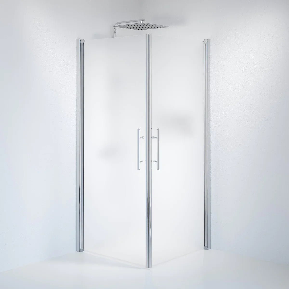 Vänern Duschhörn, Rak, Frostat Glas, Krom Profil - Duschhörna - BATH DELUXE - PRESTIGE - 36 - 909 - 60 - 55 - 00 - BATHDELUXE SWEDEN