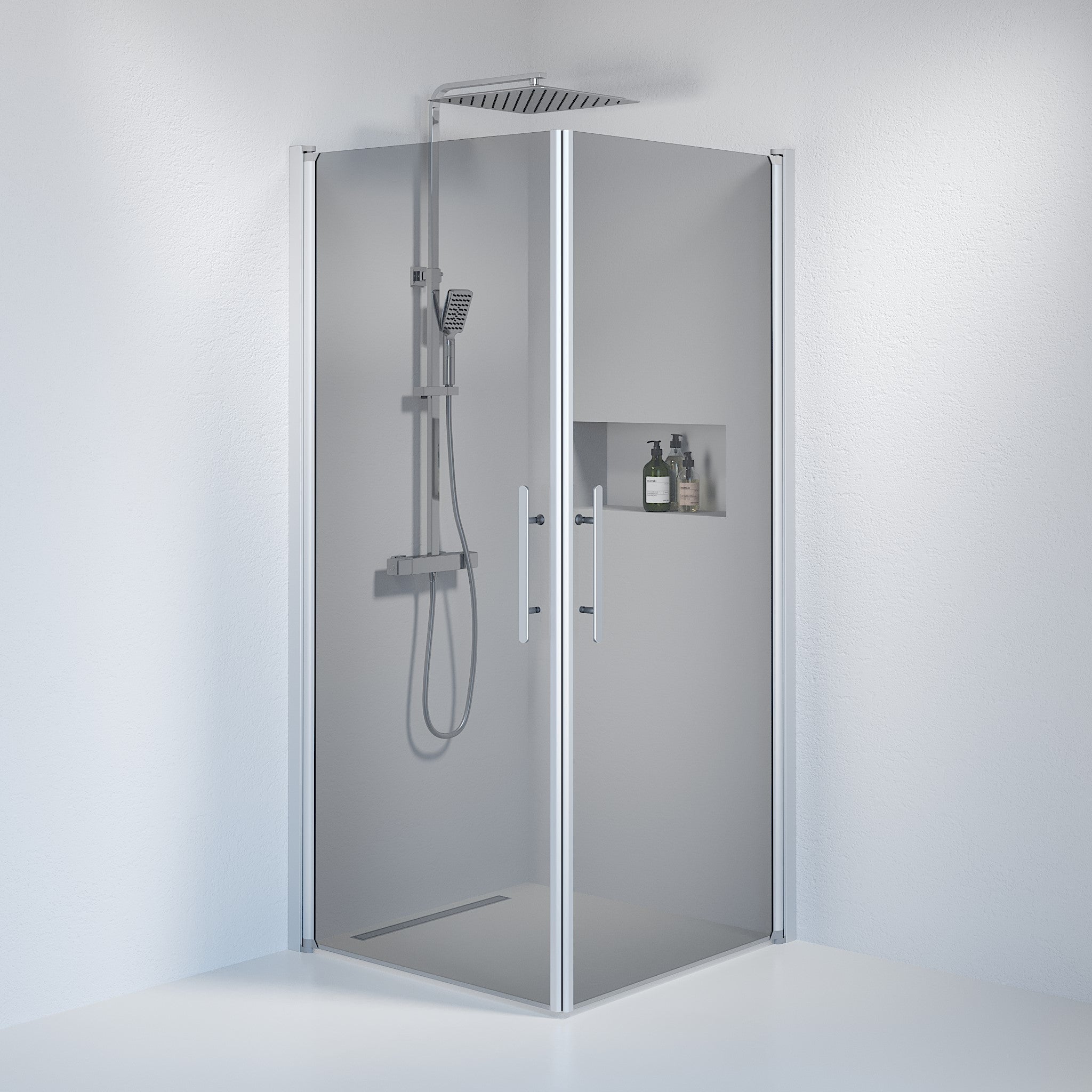 Kvadratisk - Rökt, Duschset - Kvadratisk, Rökt/Satin - 90 cm - Duschkabinset - Kod - BATH DELUXE - PRESTIGE - 36-909-67-56-00 - BATHDELUXE SWEDEN