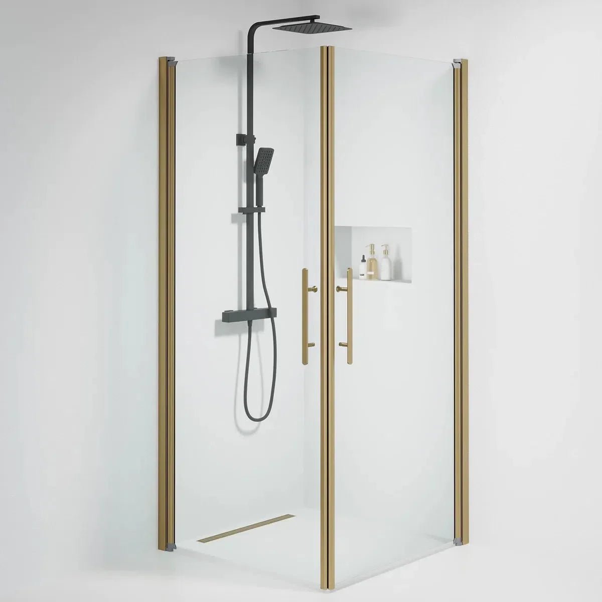 Vänern Duschhörn, Rak, Klarglas, Brons Profil - Duschhörna - BATH DELUXE - PRESTIGE - 36 - 909 - 70 - 50 - 00 - BATHDELUXE SWEDEN