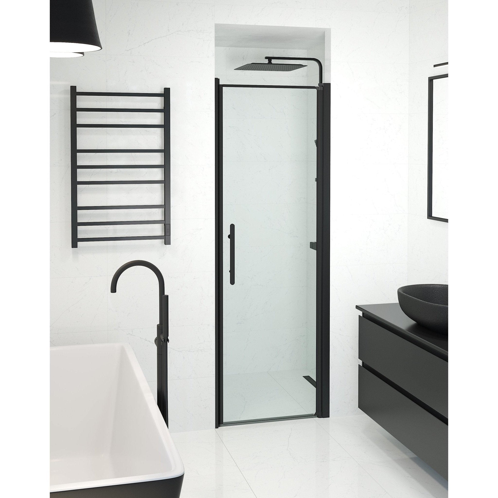 Vänern, Duschkabinett - Nisch, Klar/Svart - 70 cm - Duschkabinset - Kod - BATH DELUXE - PRESTIGE - 38-070-00-50-00 - BATHDELUXE SWEDEN