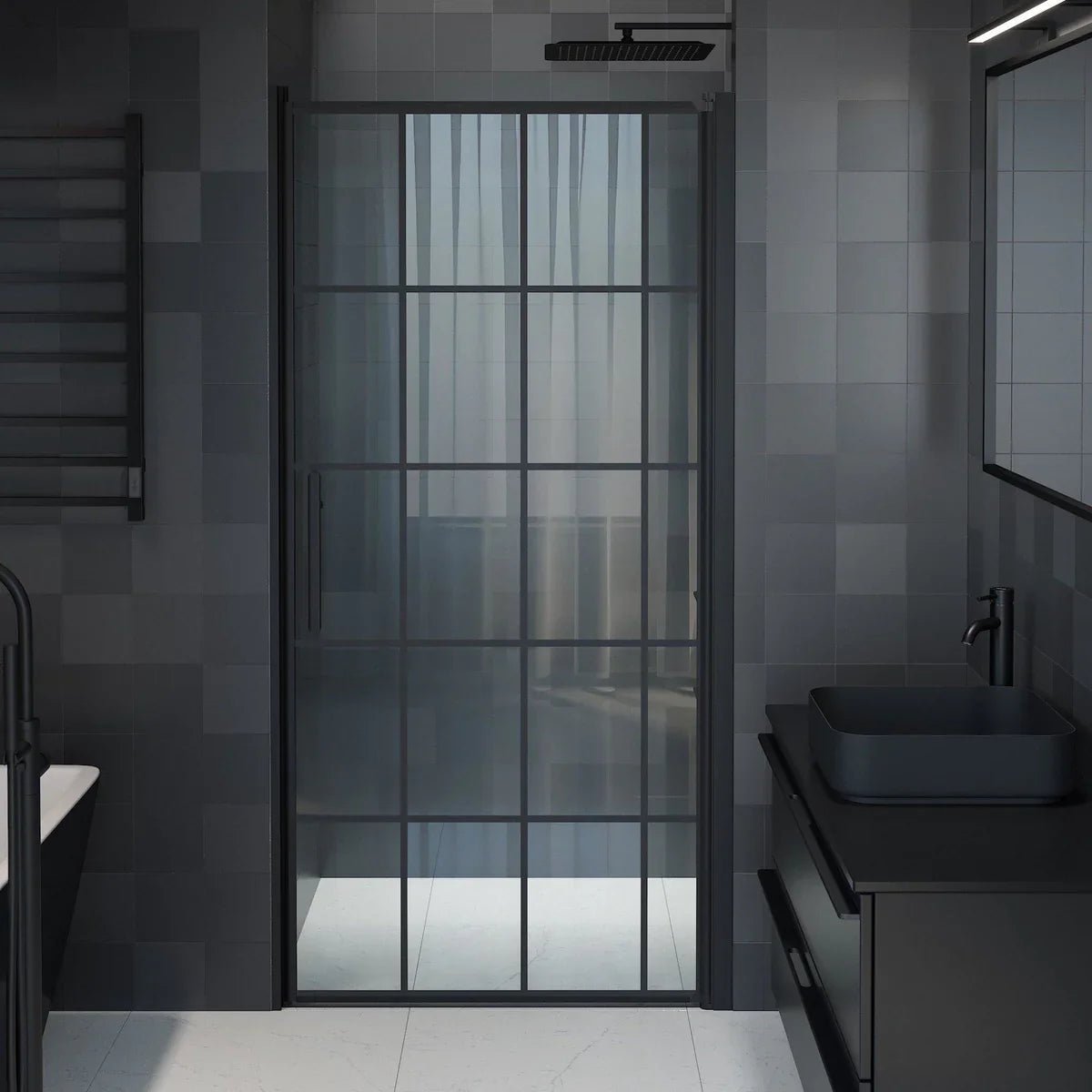 Vänern Niche Duschdörr, Klarglas med Spröjs, Svart Profil - Nischduschar - BATH DELUXE - PRESTIGE - 38 - 070 - 00 - 59 - 00 - BATHDELUXE SWEDEN