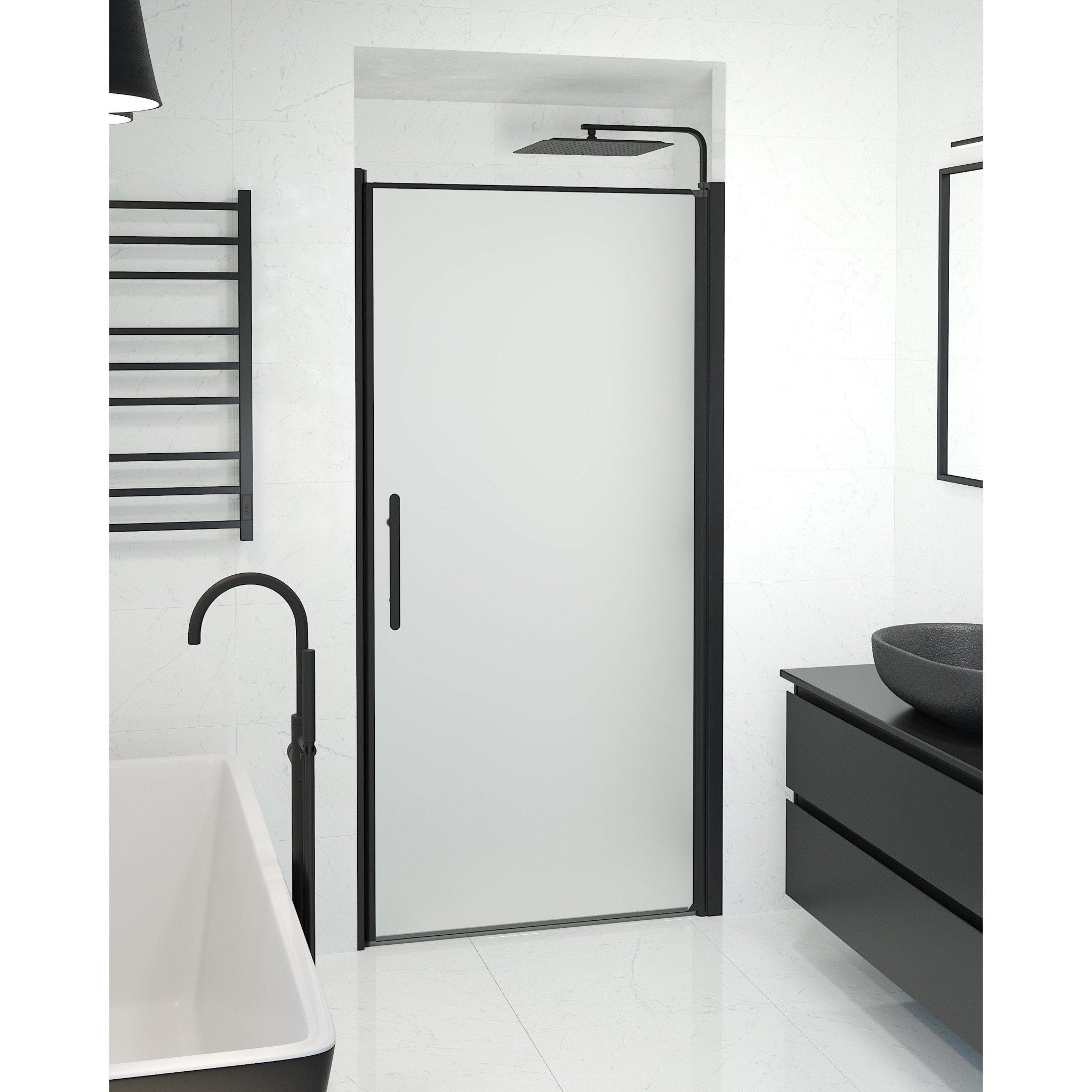 Nisch - Frostad, Duschset - Nisch, Matt/Svart - 80 cm - Duschkabinset - Kod - BATH DELUXE - PRESTIGE - 38-080-00-55-00 - BATHDELUXE SWEDEN