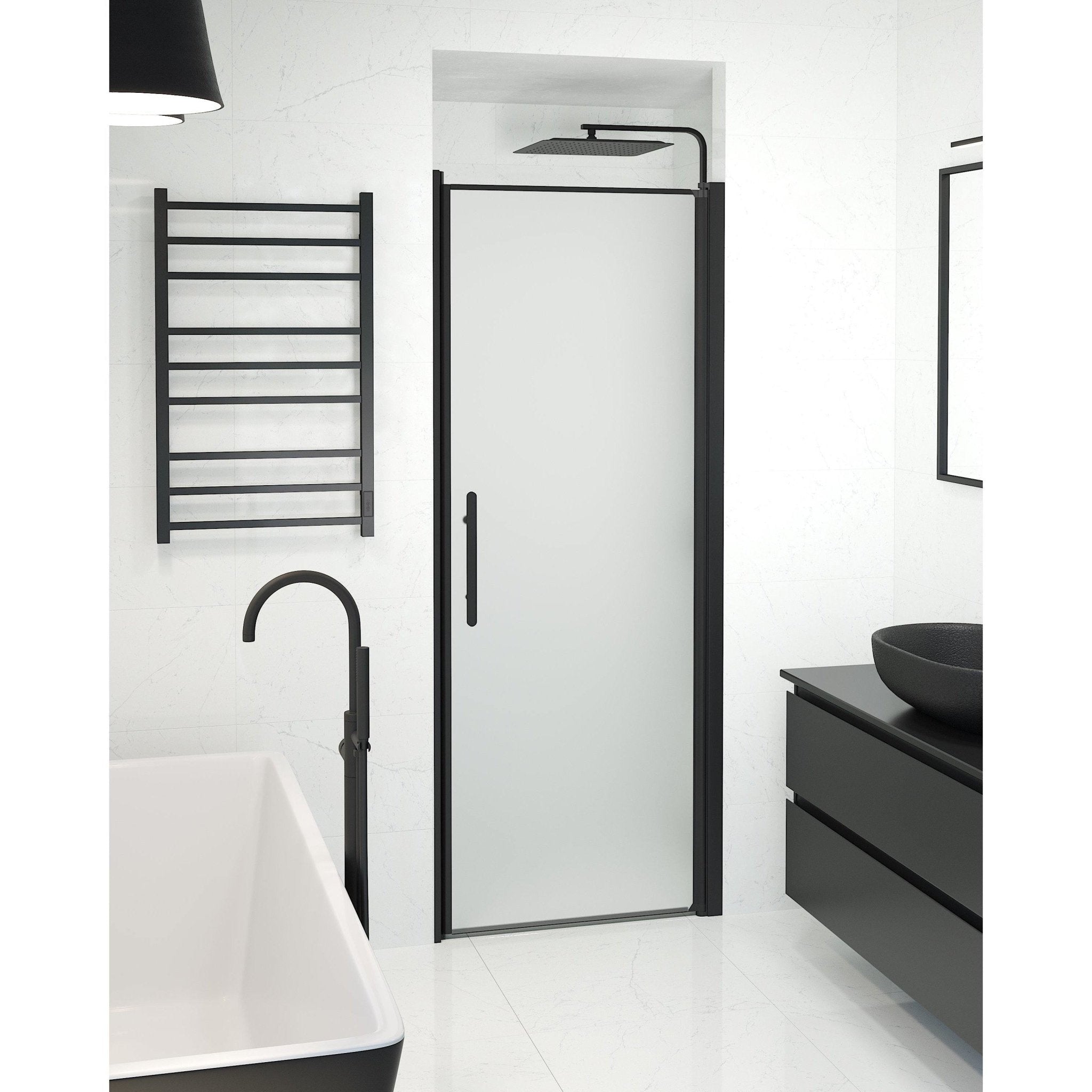 Nisch - Frostad, Duschset - Nisch, Matt/Svart - 80 cm - Duschkabinset - Kod - BATH DELUXE - PRESTIGE - 38-080-00-55-00 - BATHDELUXE SWEDEN