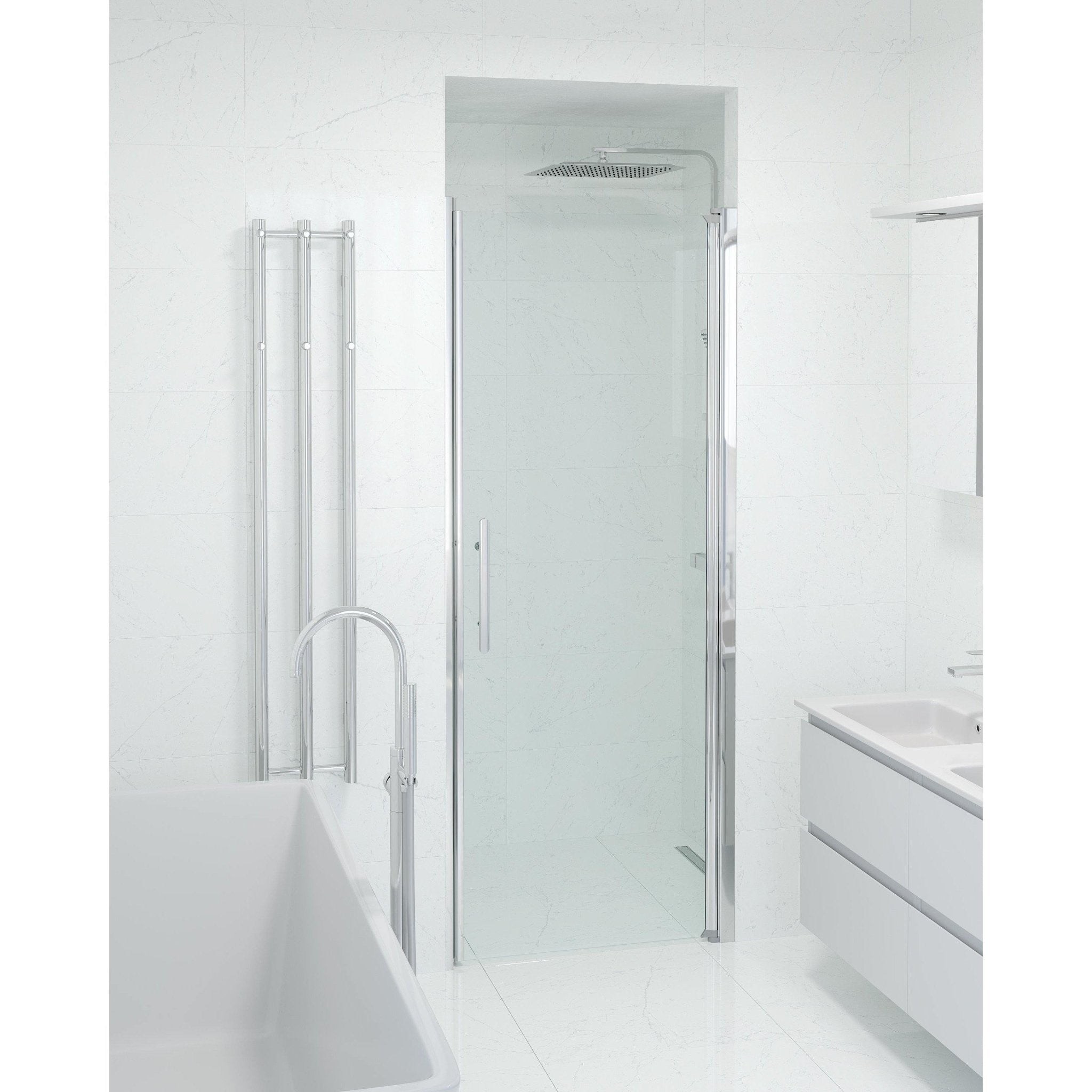 Nisch - Klar, Duschset - Nisch, Klar/Krom - 80 cm - Duschkabinset - Kod - BATH DELUXE - PRESTIGE - 38-080-01-50-00 - BATHDELUXE SWEDEN