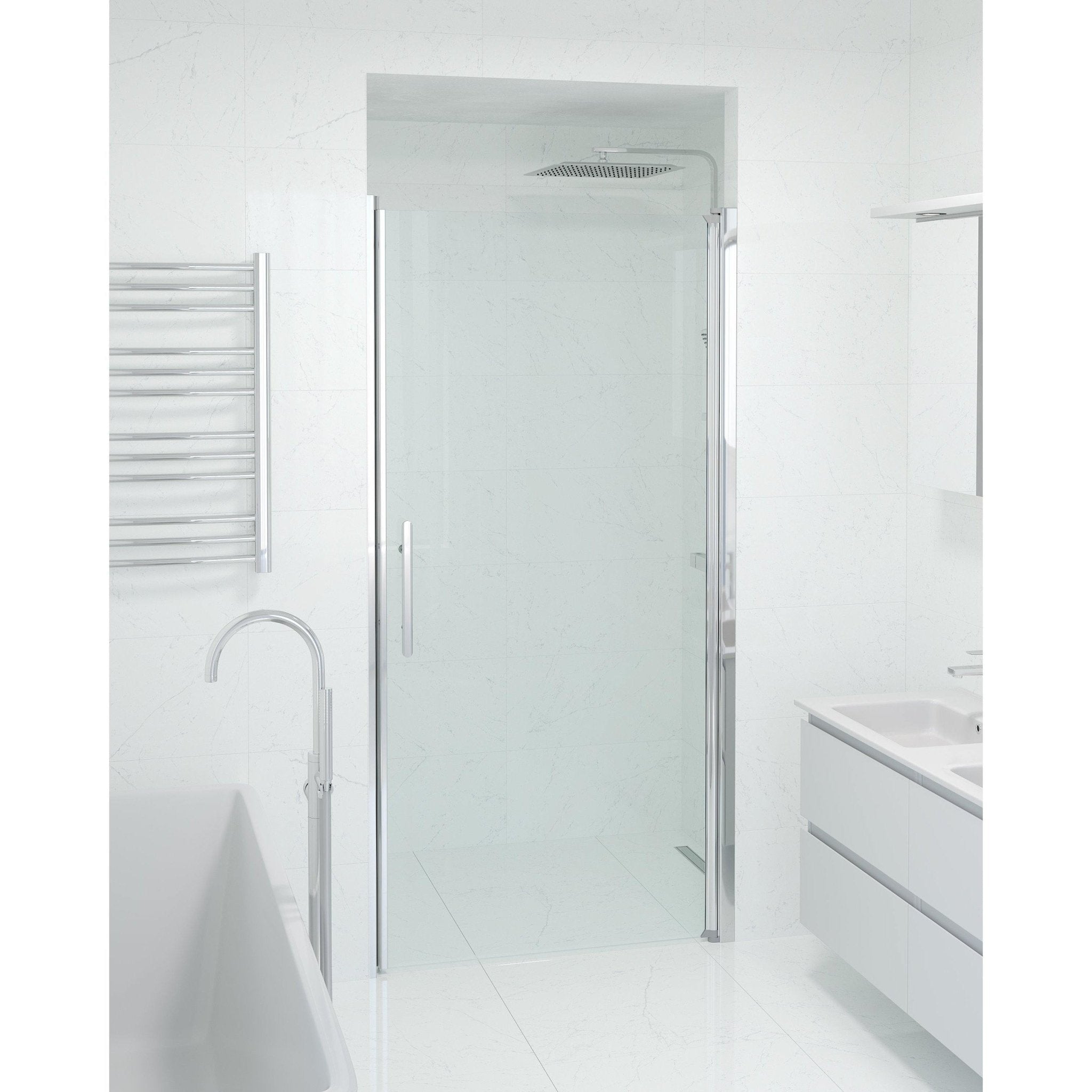 Nisch - Klar, Duschset - Nisch, Klar/Krom - 80 cm - Duschkabinset - Kod - BATH DELUXE - PRESTIGE - 38-080-01-50-00 - BATHDELUXE SWEDEN