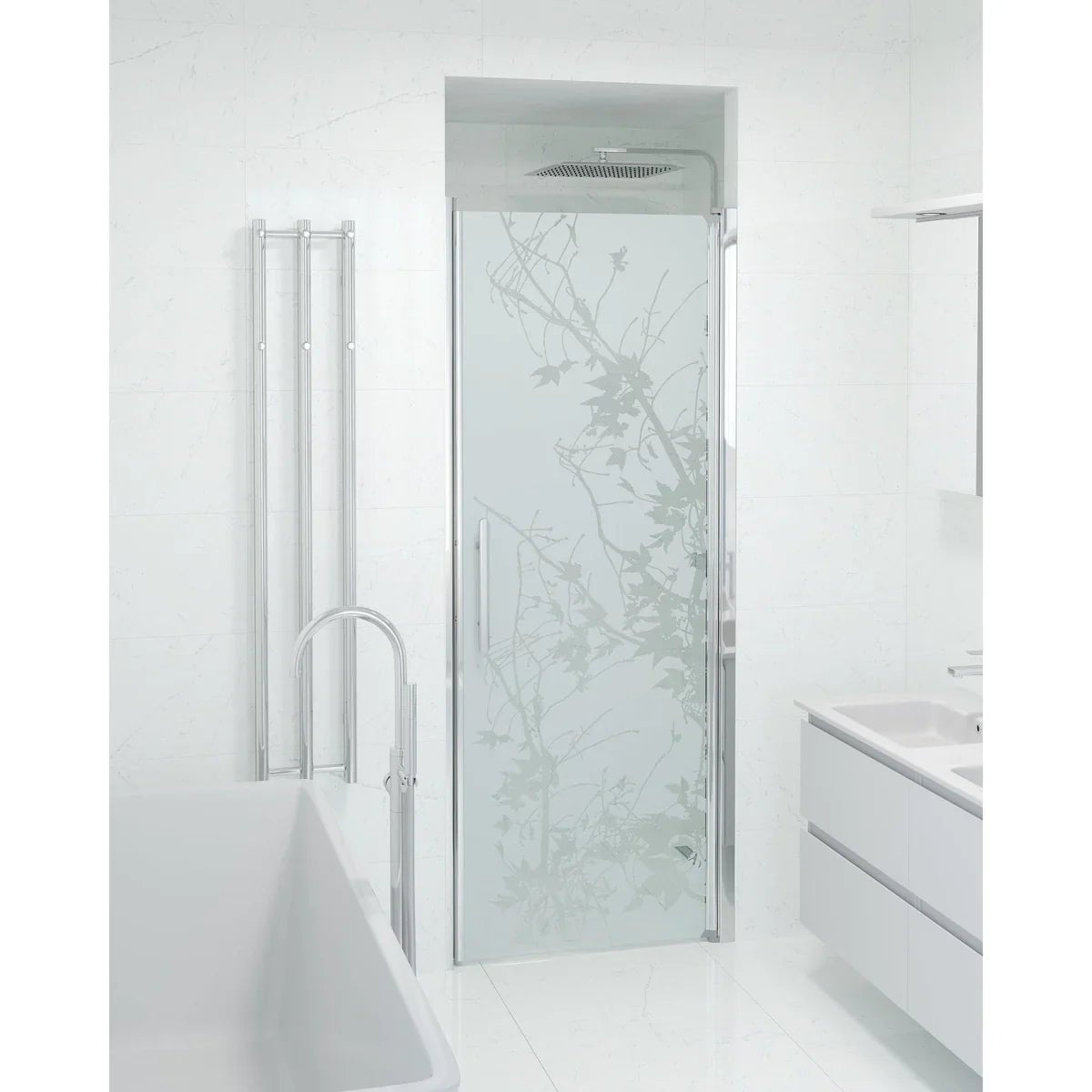Vänern Niche Duschdörr, Frostat Decor Glas, Krom Profil - Nischduschar - BATH DELUXE - PRESTIGE - 38 - 080 - 01 - 54 - 00 - BATHDELUXE SWEDEN