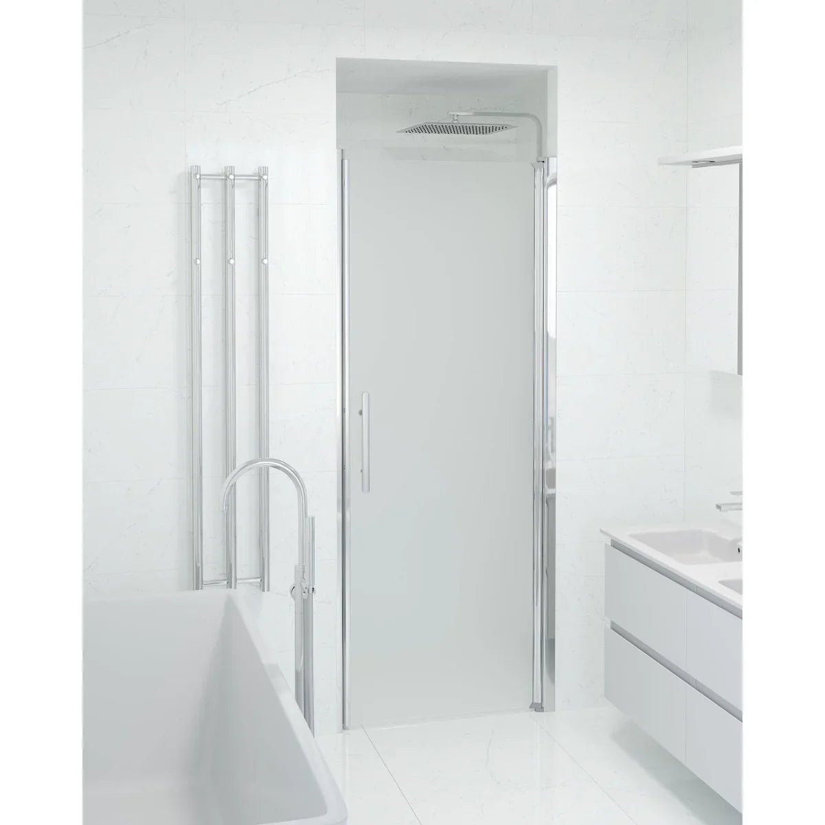 Vänern Niche Duschdörr, Frostat Glas, Krom Profil - Nischduschar - BATH DELUXE - PRESTIGE - 38 - 080 - 01 - 55 - 00 - BATHDELUXE SWEDEN