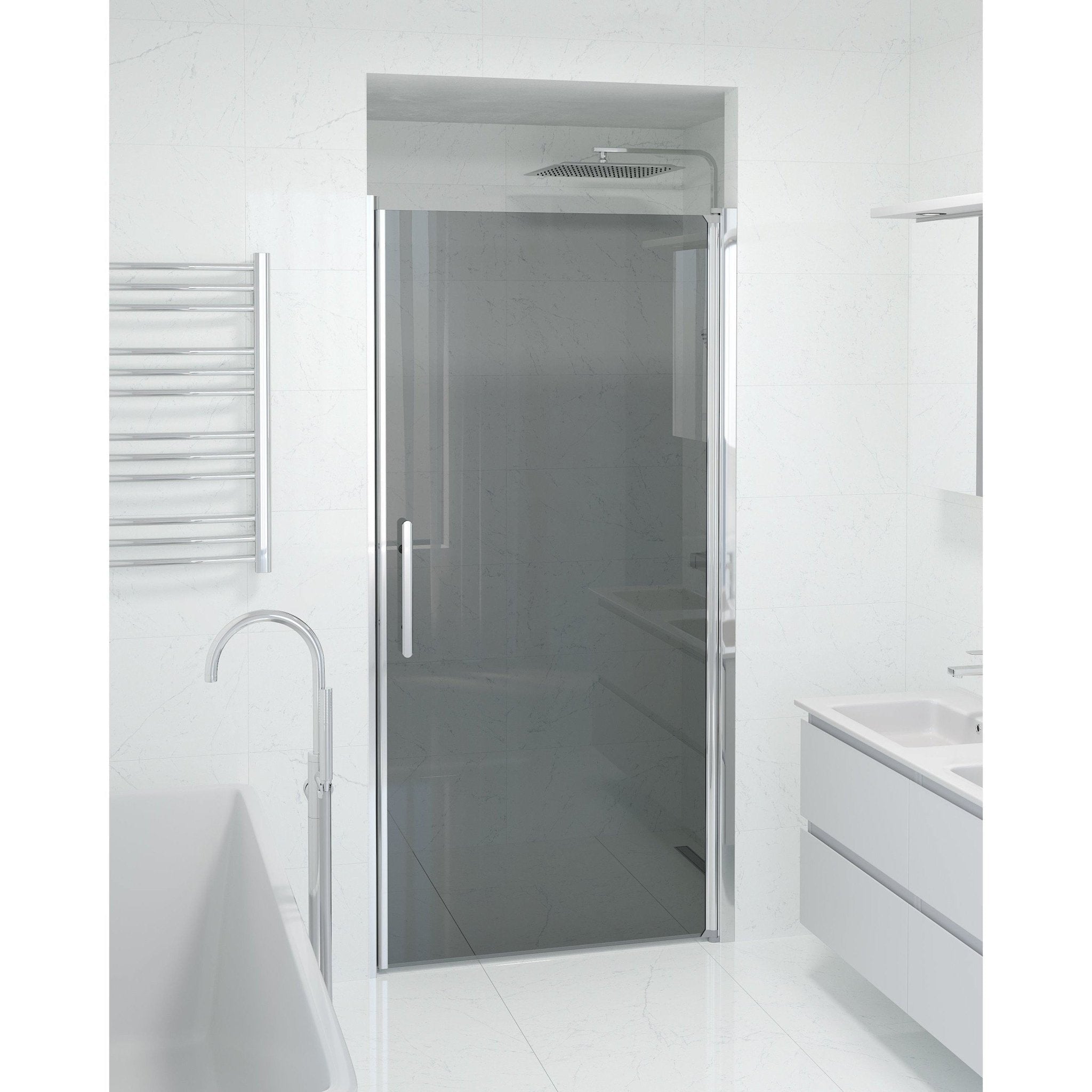 Nisch - Rökt, Duschset - Nisch, Rökt/Krom - 80 cm - Duschkabinset - Kod - BATH DELUXE - PRESTIGE - 38-080-01-56-00 - BATHDELUXE SWEDEN