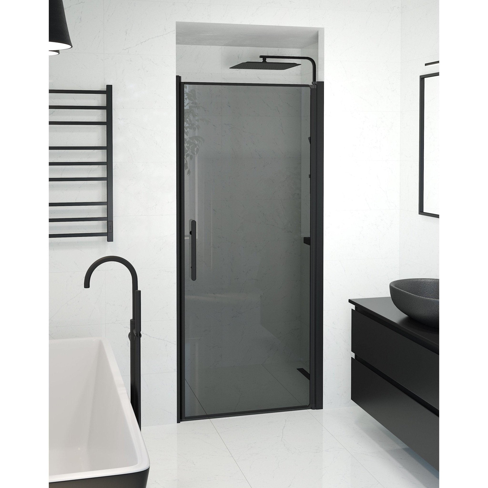 Nisch - Rökt, Duschset - Nisch, Rökt/Svart - 90 cm - Duschkabinset - Kod - BATH DELUXE - PRESTIGE - 38-090-00-56-00 - BATHDELUXE SWEDEN