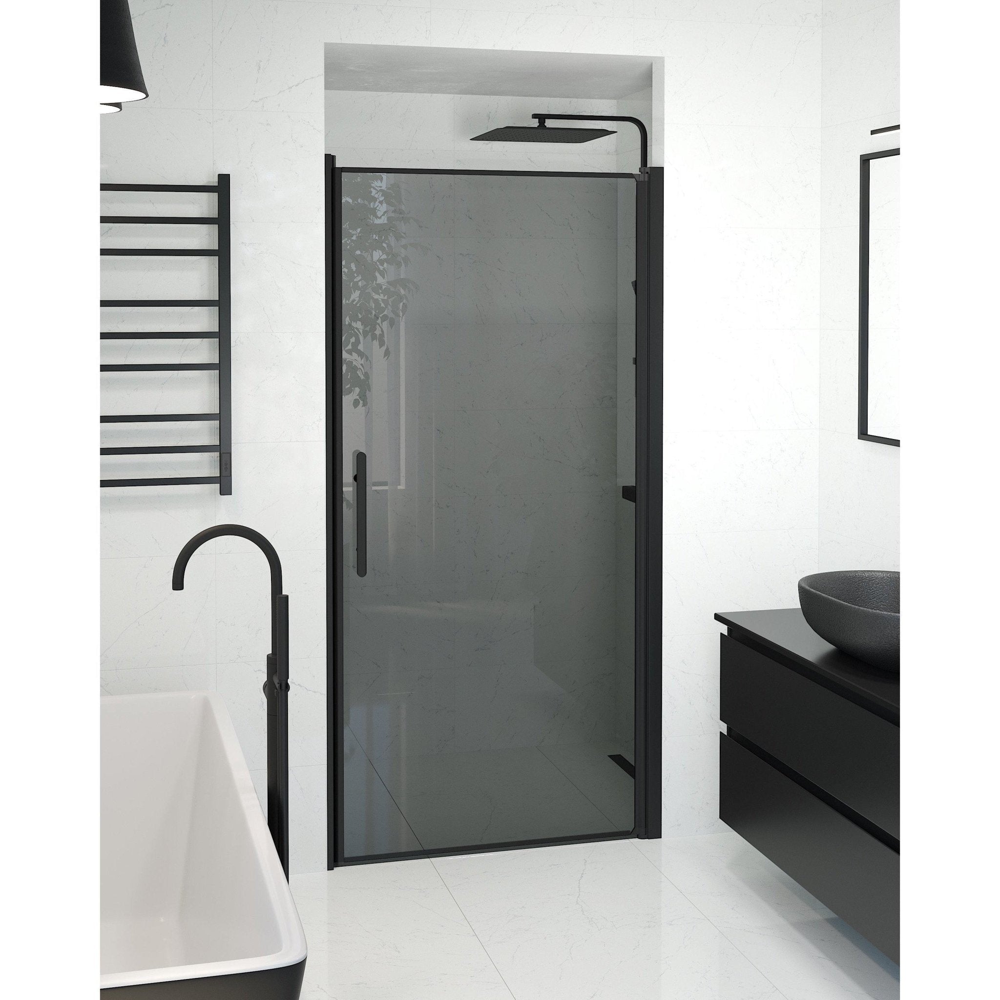 Nisch - Rökt, Duschset - Nisch, Rökt/Svart - 90 cm - Duschkabinset - Kod - BATH DELUXE - PRESTIGE - 38-090-00-56-00 - BATHDELUXE SWEDEN