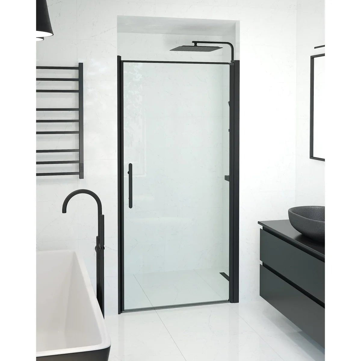 Vänern Niche Duschdörr, Klar Glas, Svart Profil - Nischduschar - BATH DELUXE - PRESTIGE - 38 - 100 - 00 - 50 - 00 - BATHDELUXE SWEDEN