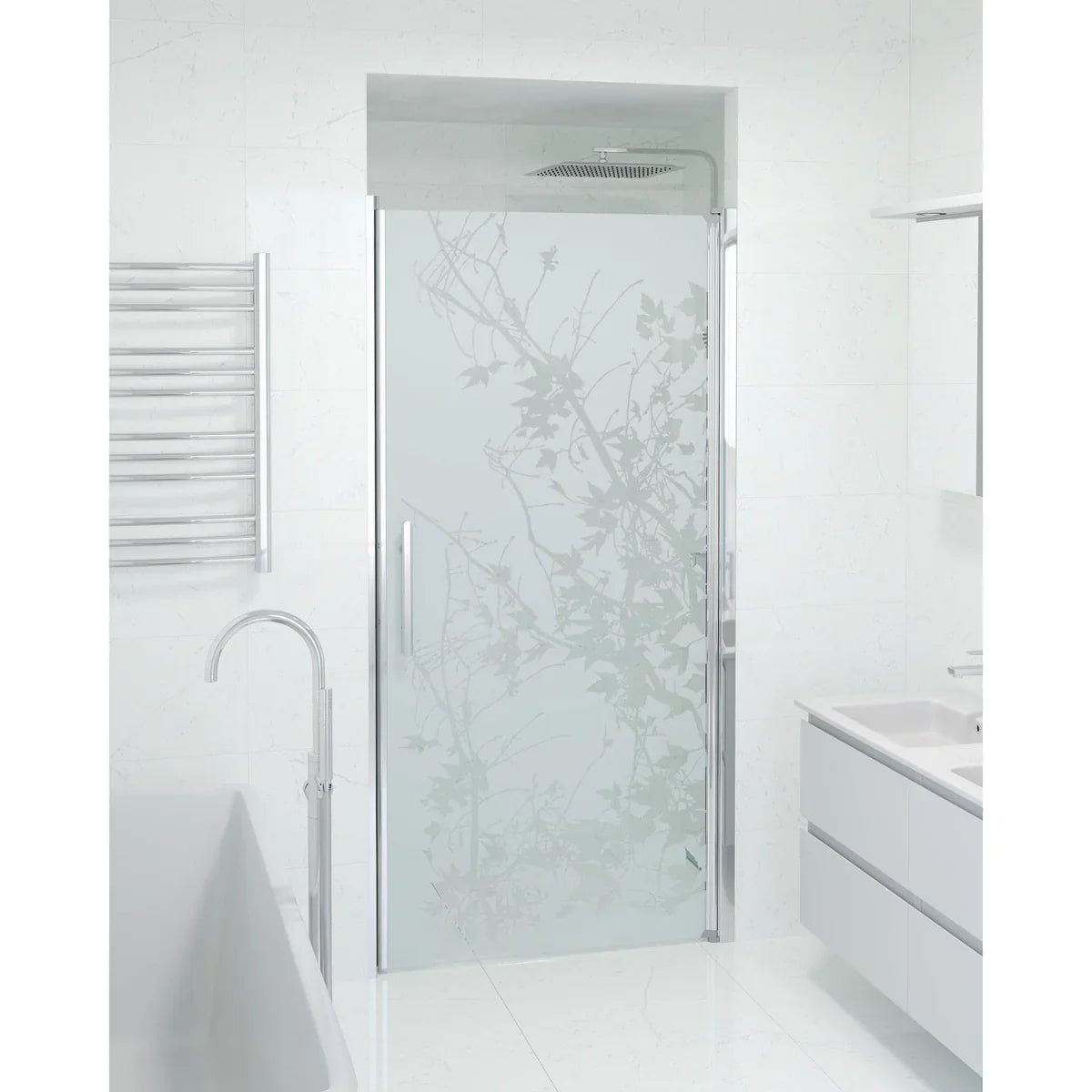 Vänern Niche Duschdörr, Frostat Decor Glas, Krom Profil - Nischduschar - BATH DELUXE - PRESTIGE - 38 - 100 - 01 - 54 - 00 - BATHDELUXE SWEDEN