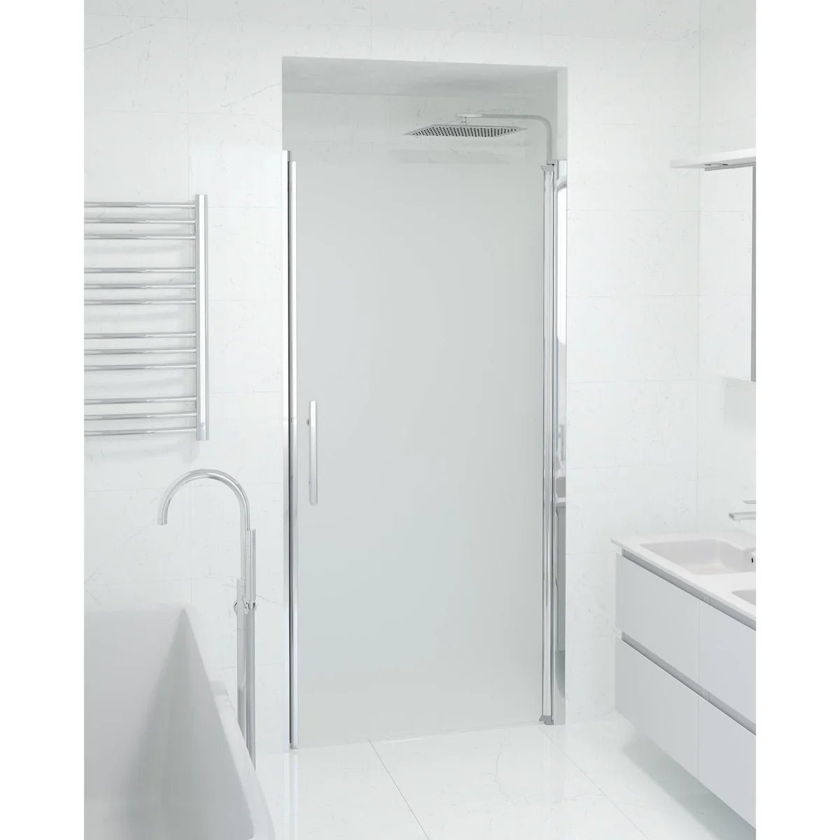 Vänern Niche Duschdörr, Frostat Glas, Krom Profil - Nischduschar - BATH DELUXE - PRESTIGE - 38 - 100 - 01 - 55 - 00 - BATHDELUXE SWEDEN