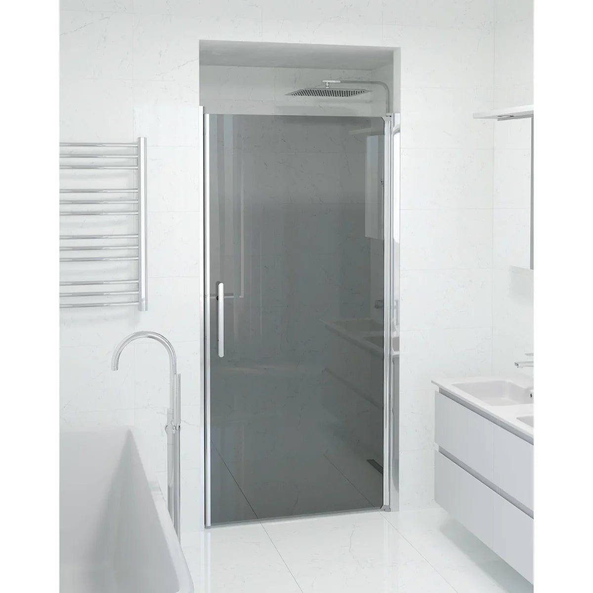 Vänern Niche Duschdörr, Rökfärgat Glas, Krom Profil - Nischduschar - BATH DELUXE - PRESTIGE - 38 - 100 - 01 - 56 - 00 - BATHDELUXE SWEDEN