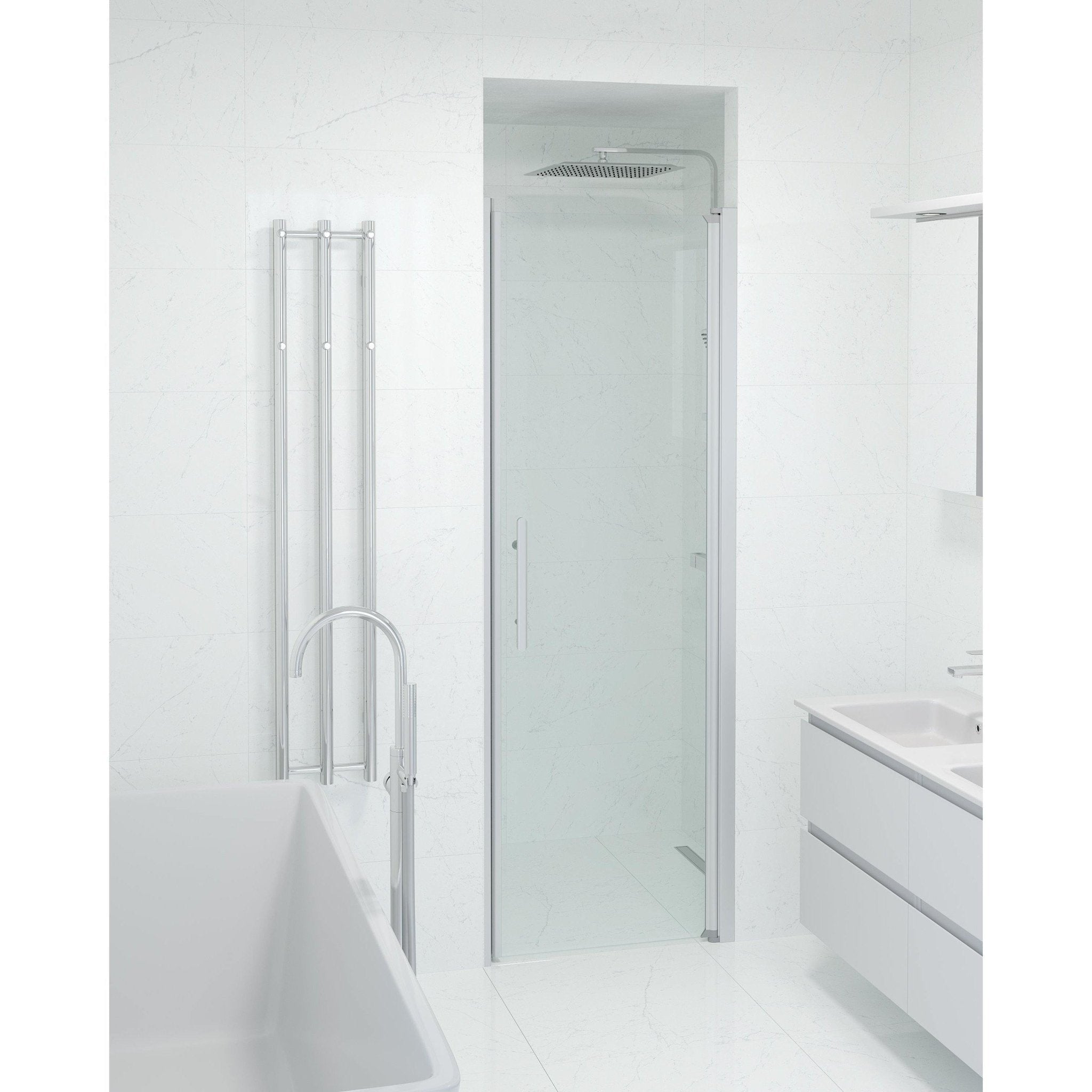 Nisch - Klar, Duschset - Nisch, Klar/Satin - 100 cm - Duschkabinset - Kod - BATH DELUXE - PRESTIGE - 38-100-02-50-00 - BATHDELUXE SWEDEN