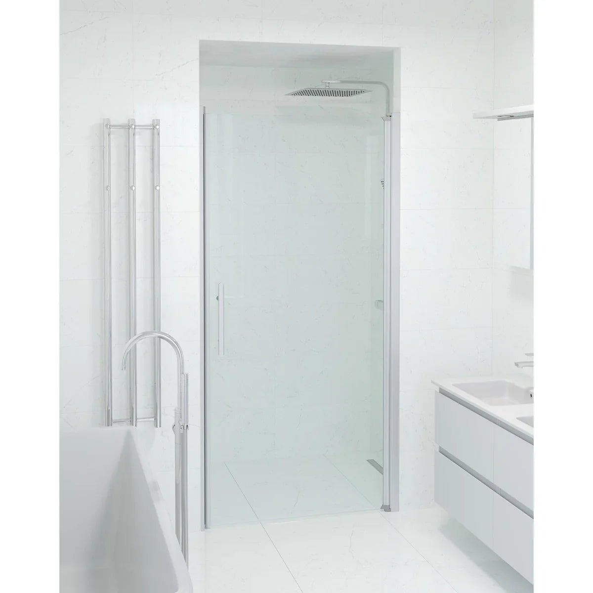 Vänern Niche Duschdörr, Klarglas, Borstad Aluminium Profil - Nischduschar - BATH DELUXE - PRESTIGE - 38 - 100 - 02 - 50 - 00 - BATHDELUXE SWEDEN