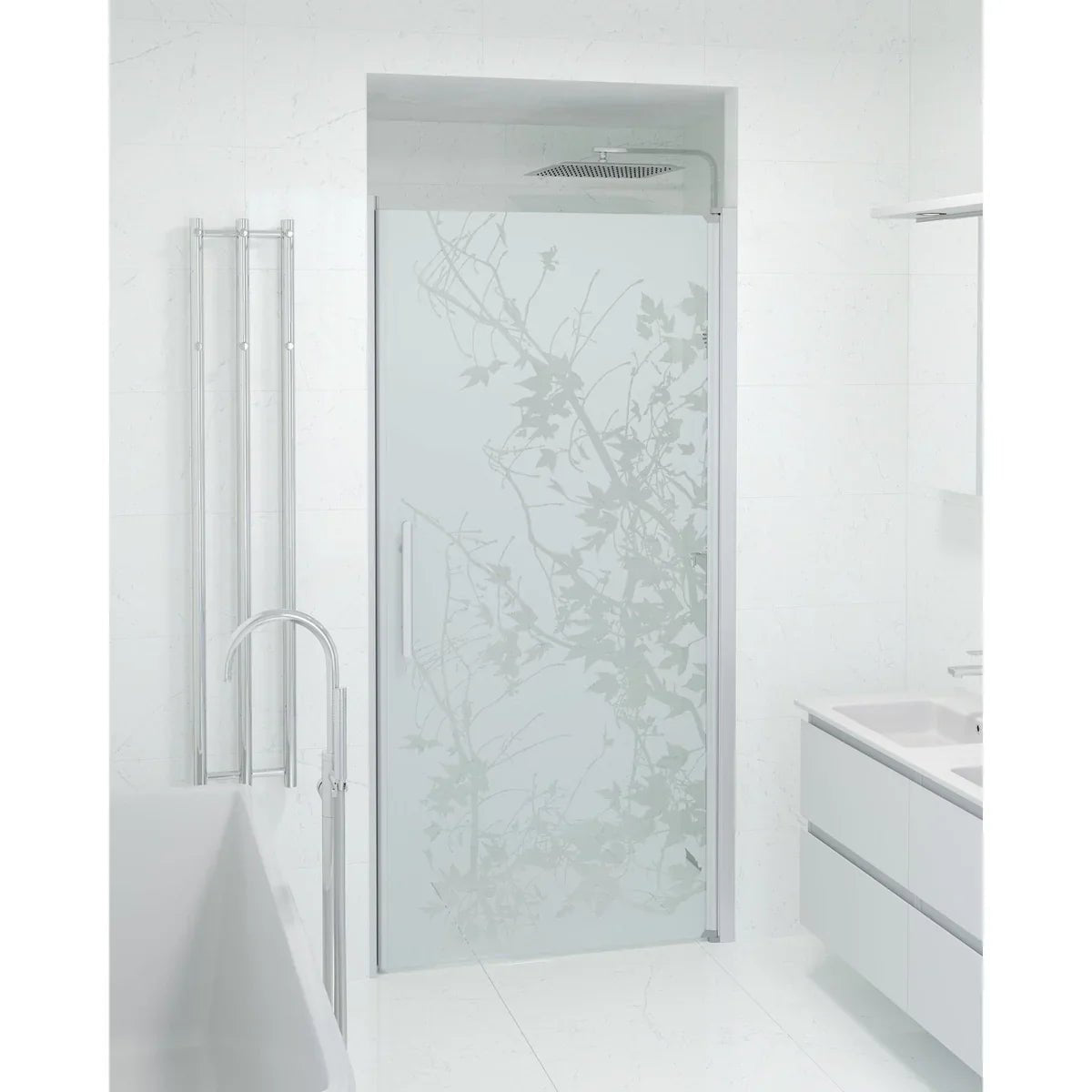 Vänern Niche Duschdörr, Frostat Decor Glas, Borstad Aluminium Profil - Nischduschar - BATH DELUXE - PRESTIGE - 38 - 100 - 02 - 54 - 00 - BATHDELUXE SWEDEN