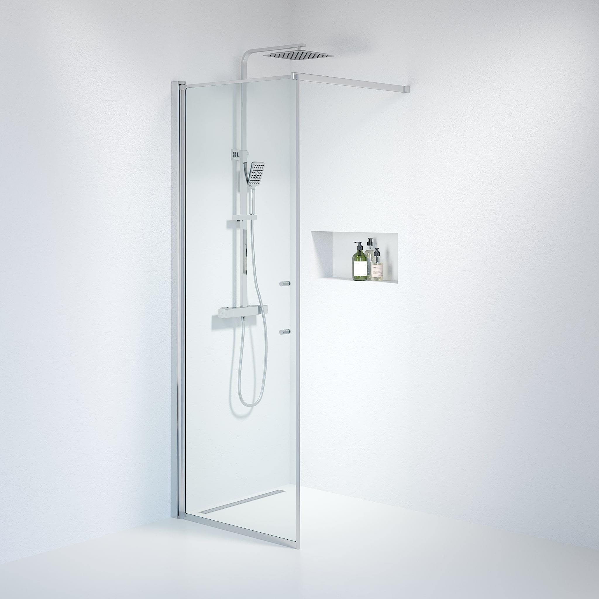 Vägg - Klar, Duschset - Vägg, Klar/Krom - 80 cm - Duschkabinset - Kod - BATH DELUXE - PRESTIGE - 39-080-60-50-00 - BATHDELUXE SWEDEN