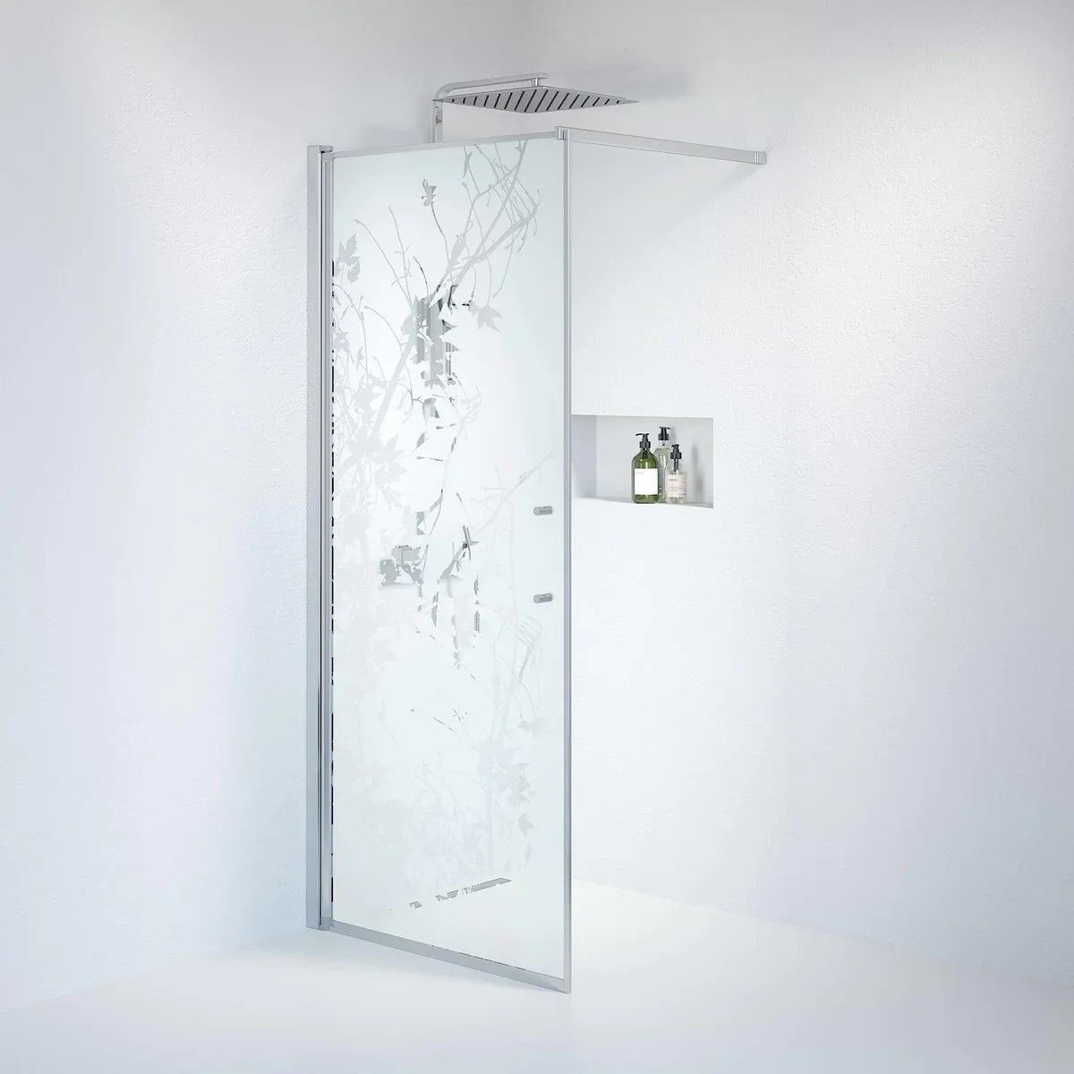 Vänern Duschvägg, Frostat Decor Glas, Krom Profil - Duschväggar - BATH DELUXE - PRESTIGE - 39 - 080 - 60 - 54 - 00 - BATHDELUXE SWEDEN