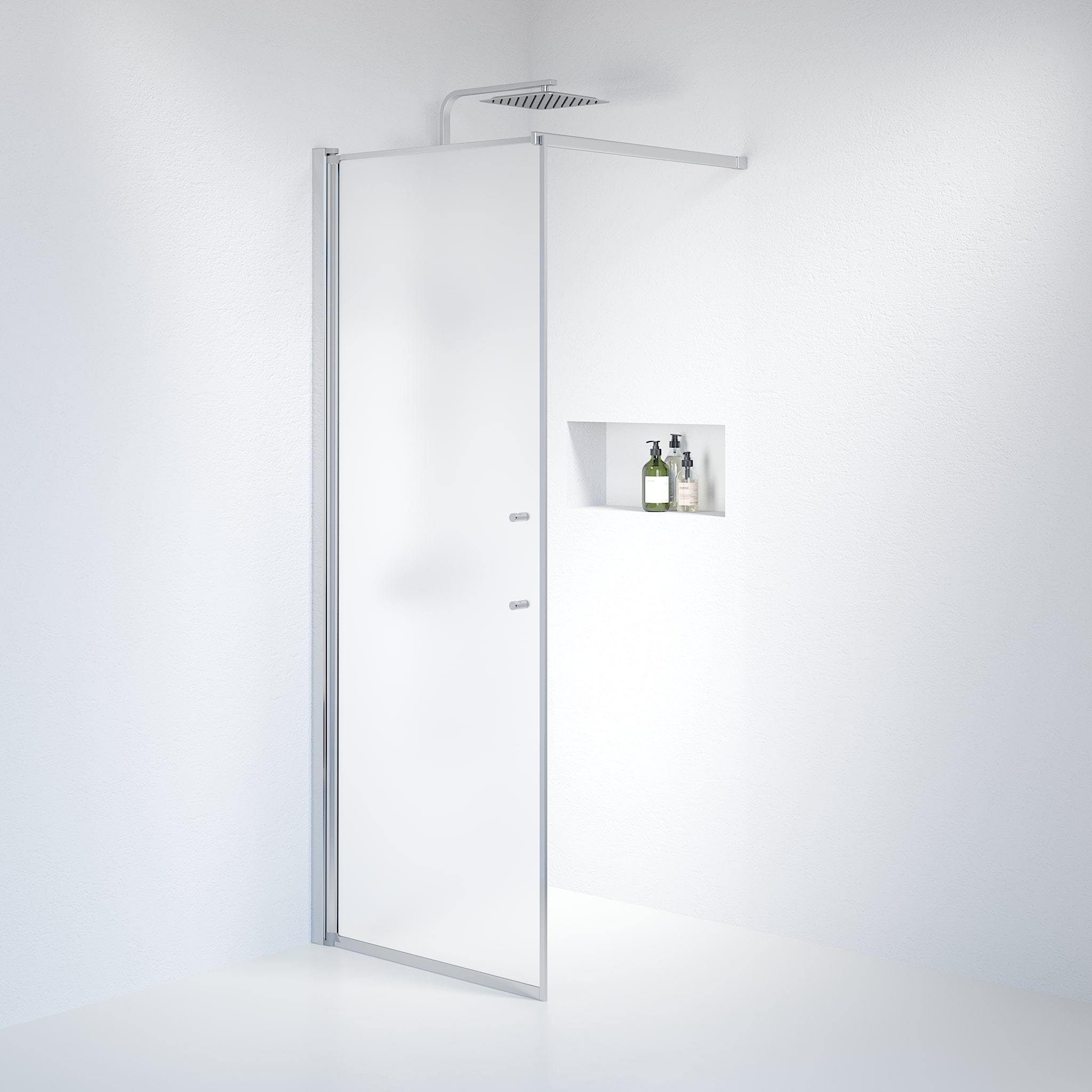 Vägg - Frostad, Duschset - Vägg, Matt/Krom - 80 cm - Duschkabinset - Kod - BATH DELUXE - PRESTIGE - 39-080-60-55-00 - BATHDELUXE SWEDEN